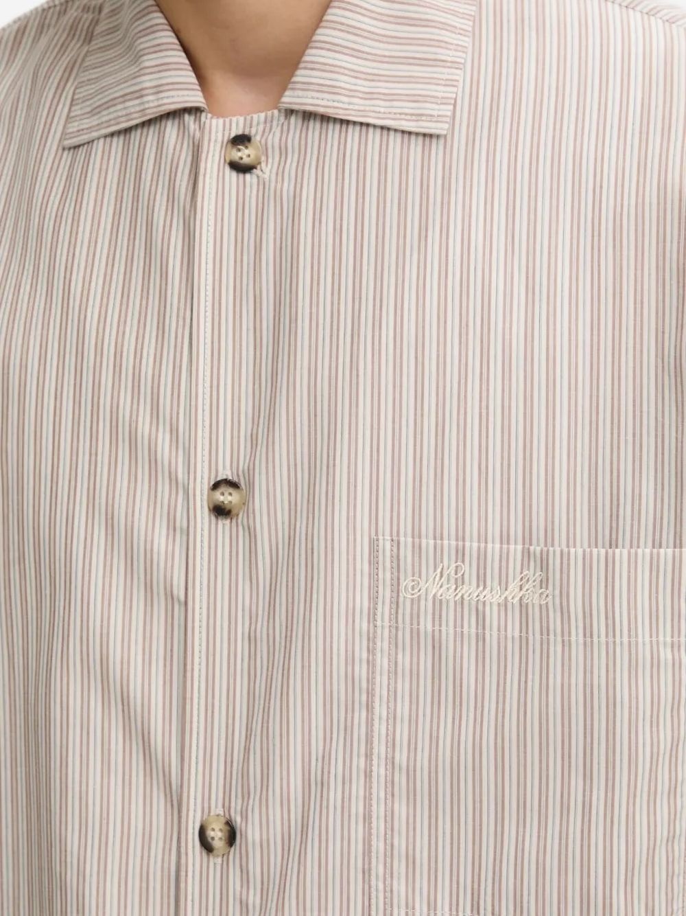 striped logo-embroidered shirt - 4