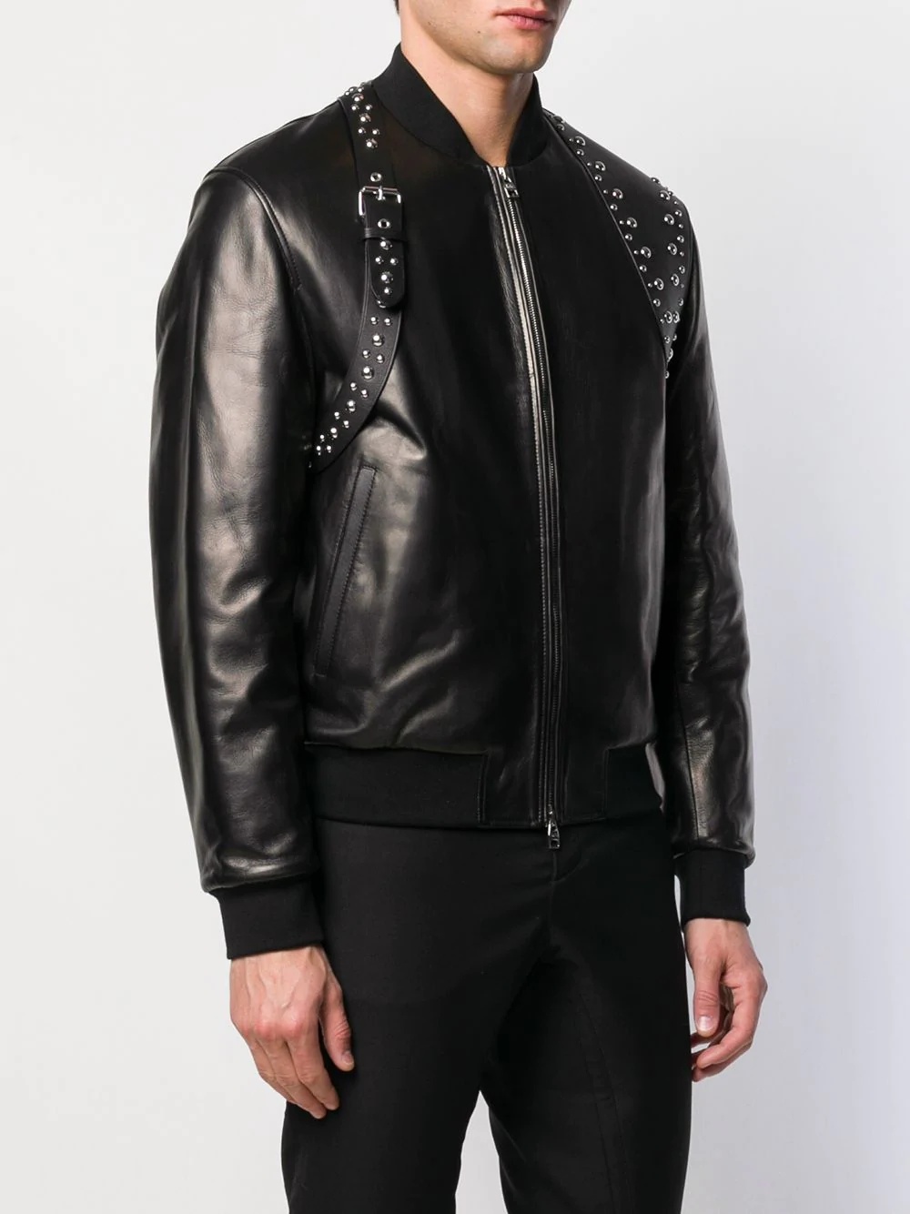 studded harness bomber jacket - 3