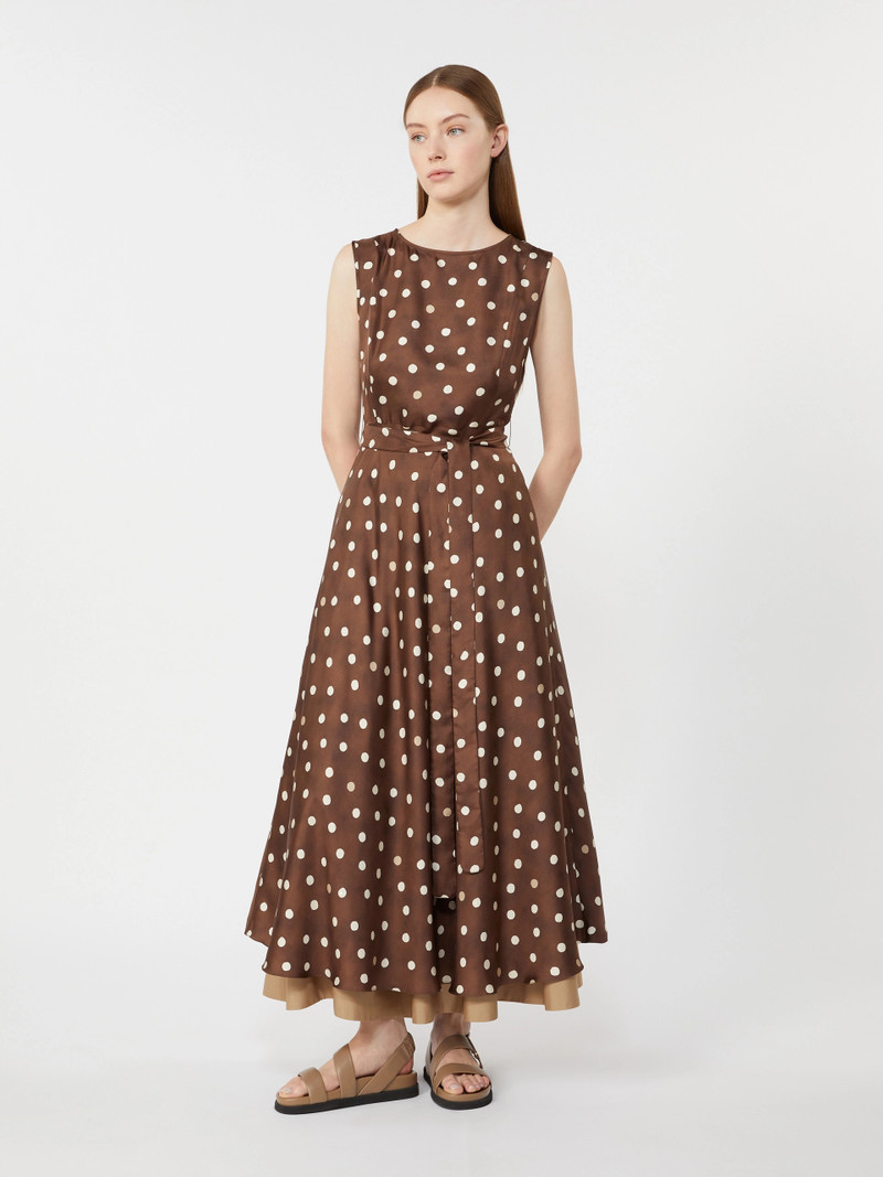 MARTINA Patterned twill dress - BROWN 8