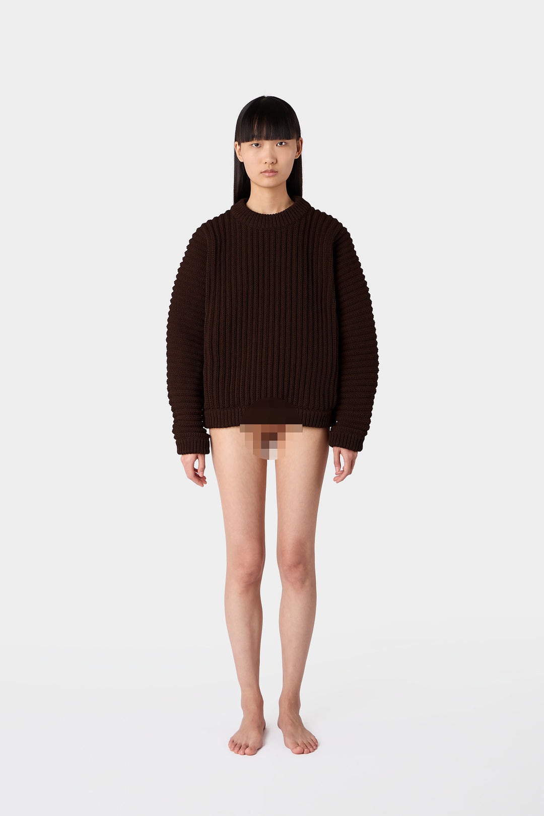 ROUND NECK SWEATER / brown - 6
