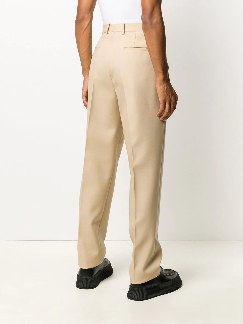 flat front wool trousers - 4