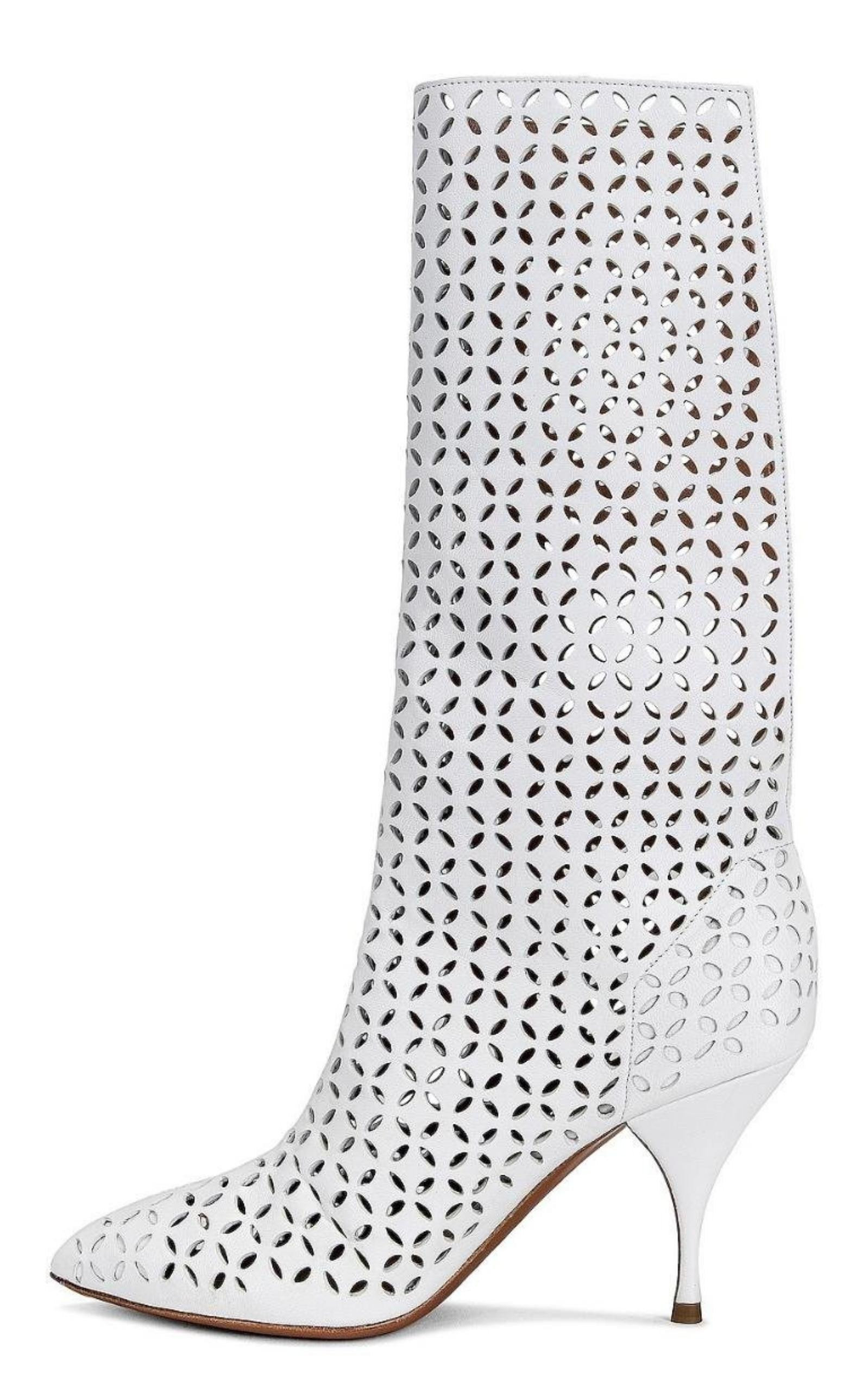 Petal Perforated Knee Boots - 3