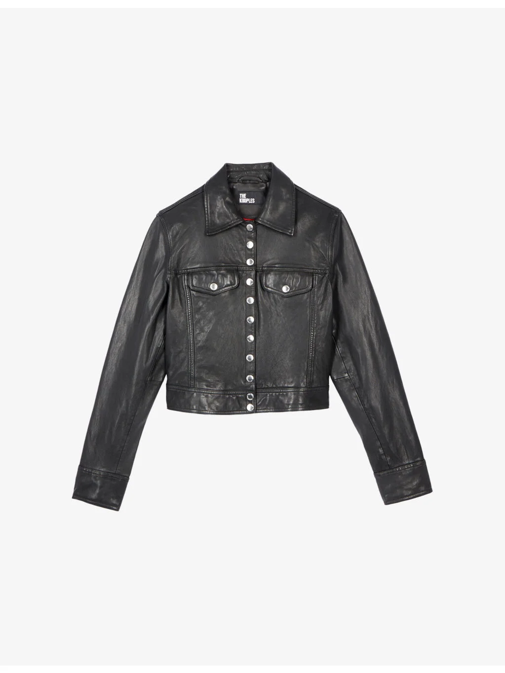 Branded-hardware cropped leather jacket - 1