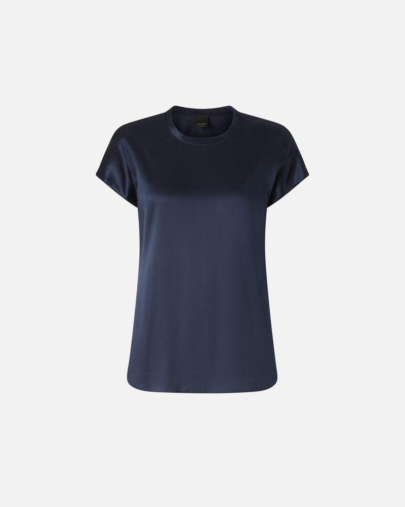STRETCH SILK SATIN BLOUSE WITH ROUND NECKLINE 1