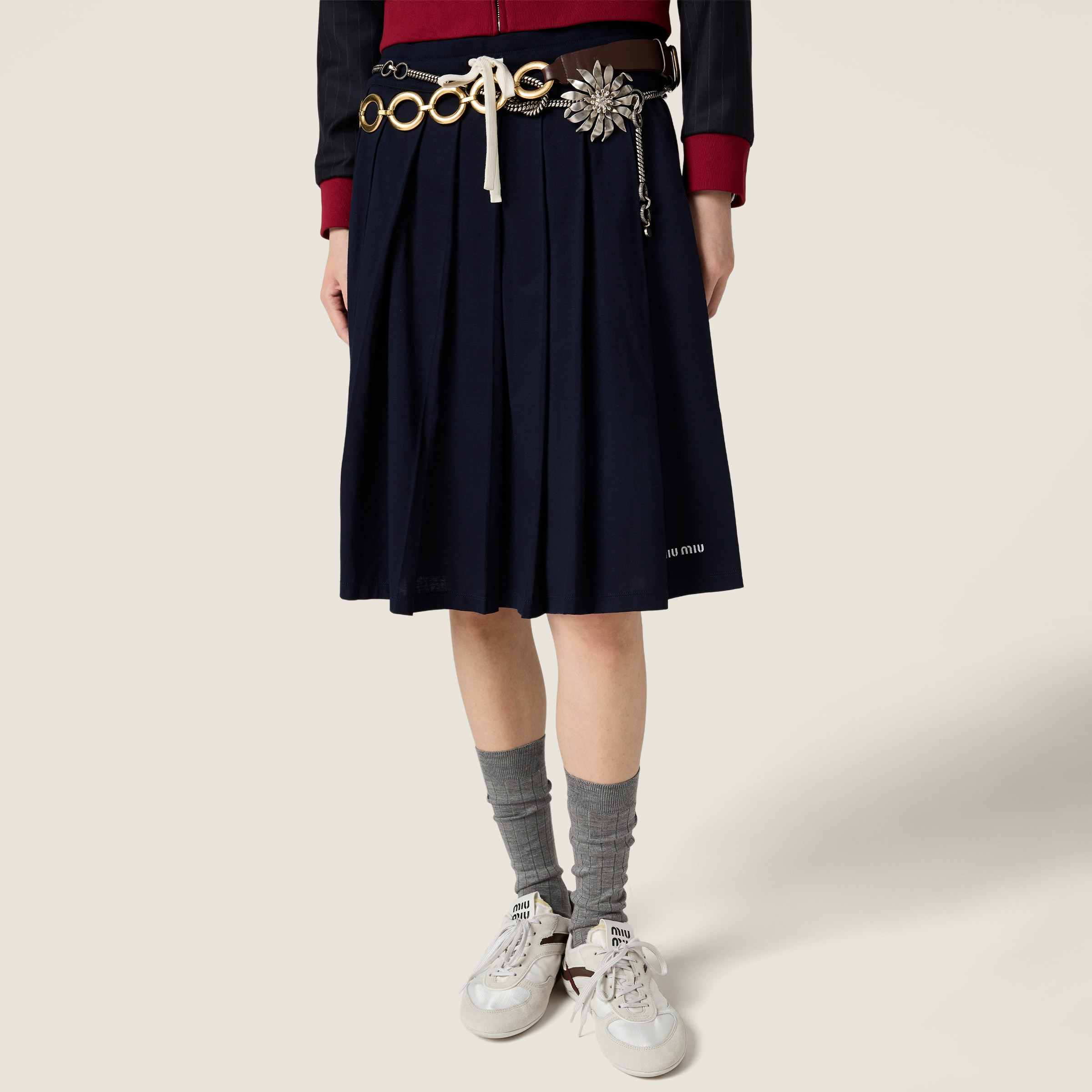 Pleated garment-dyed jersey skirt - 5