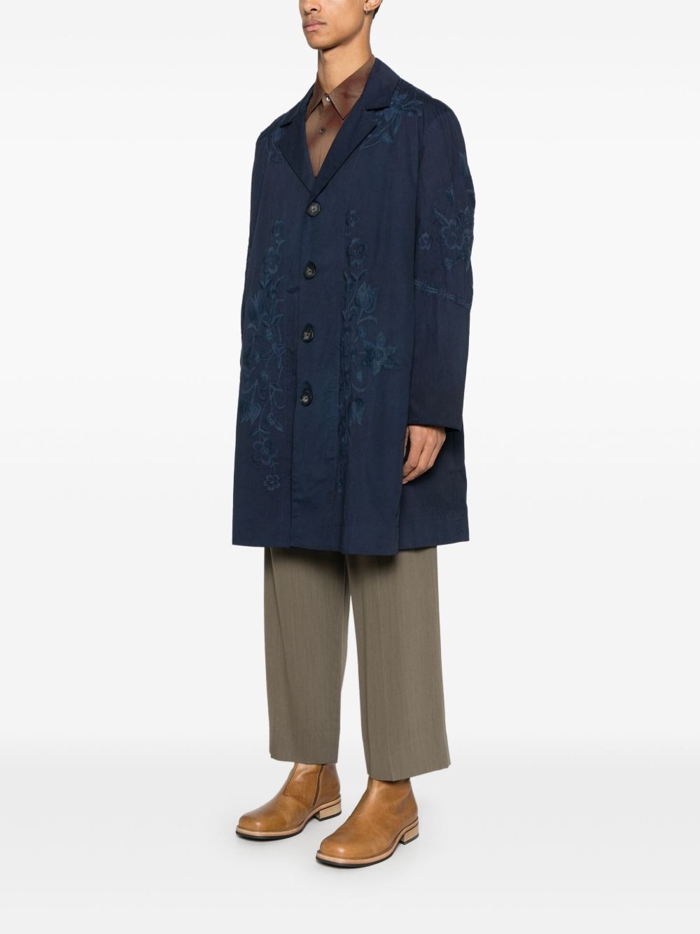 embroidered cotton coat - 3