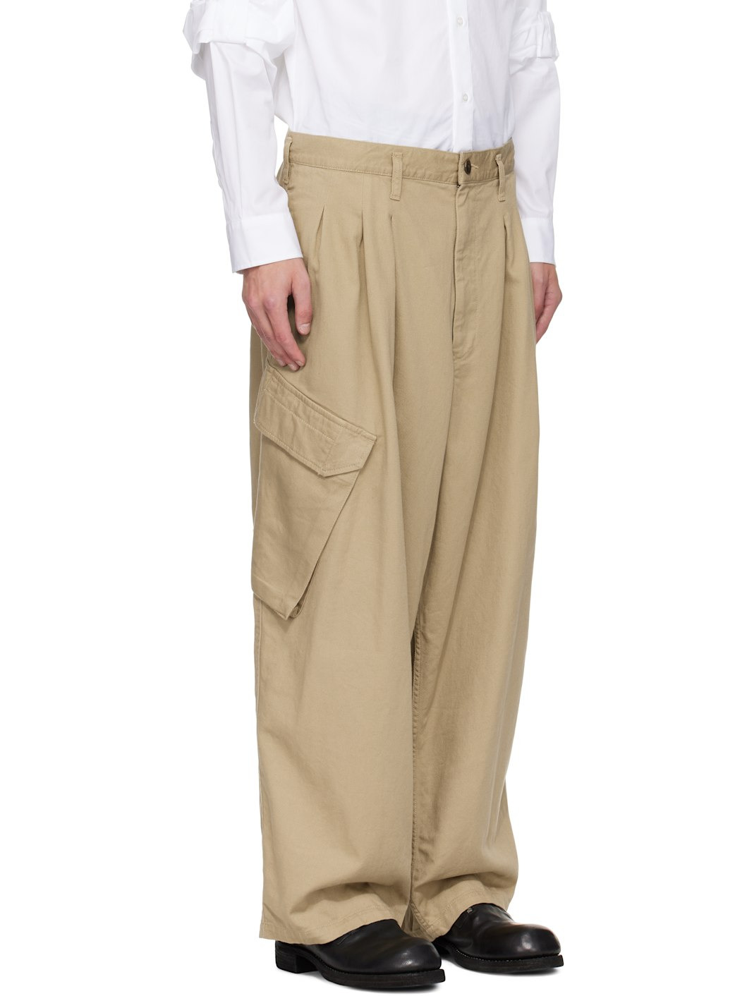 Beige BS Katsuragi 12Tuck Work Cargo Pants - 2