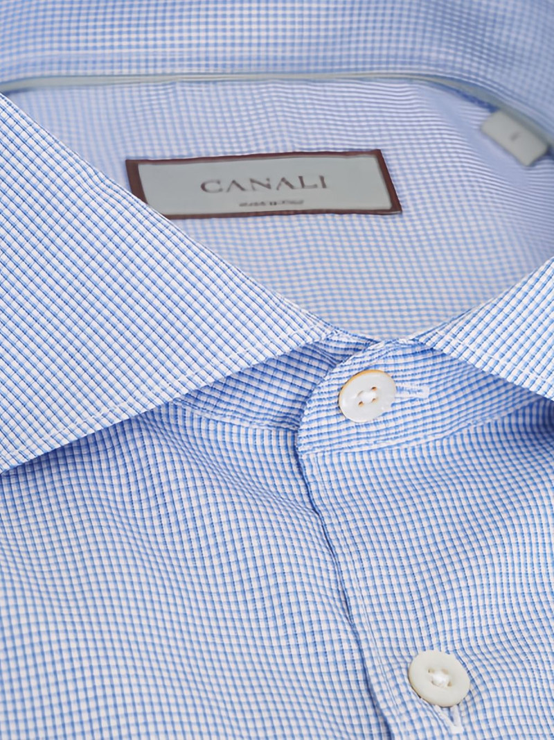Canali micro-checked button-up shirt outlook