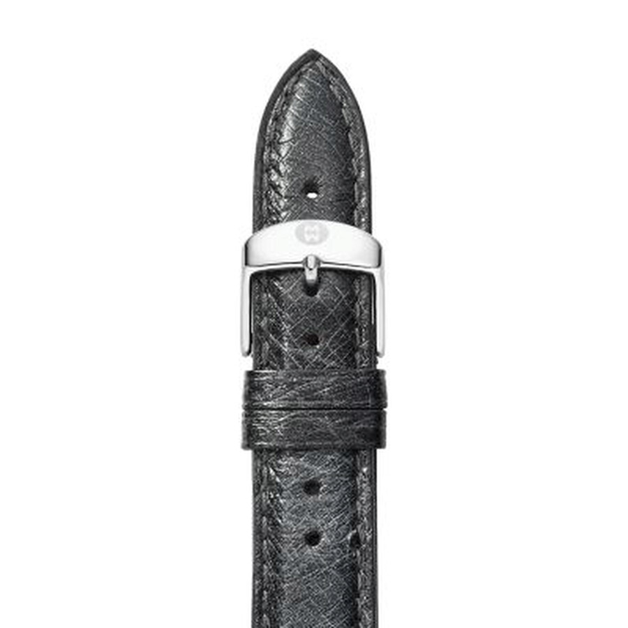 Michele - Michele Deco Mid Ladies 16mm Shadow Grey Ostrich Leather Watch Strap MS16AA190061 - 1