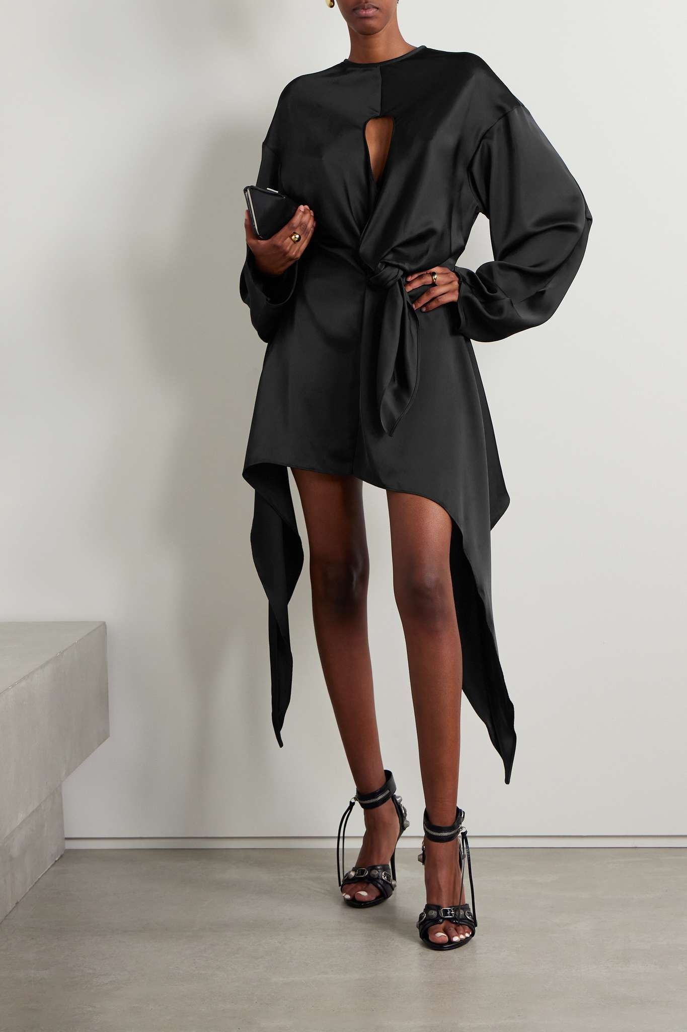 Louie draped cutout satin mini dress - 2
