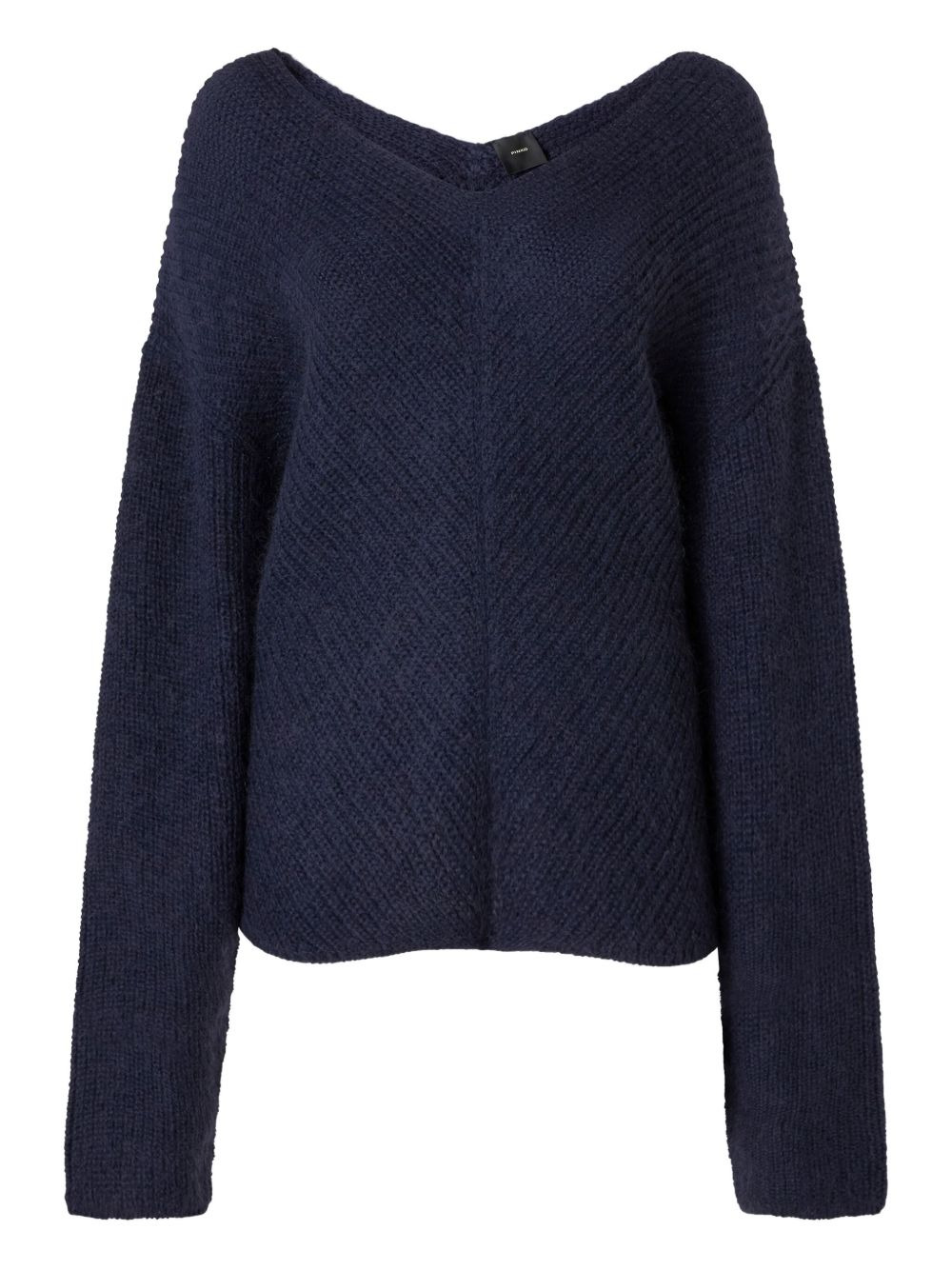 herringbone-pattern V-neck jumper - 2