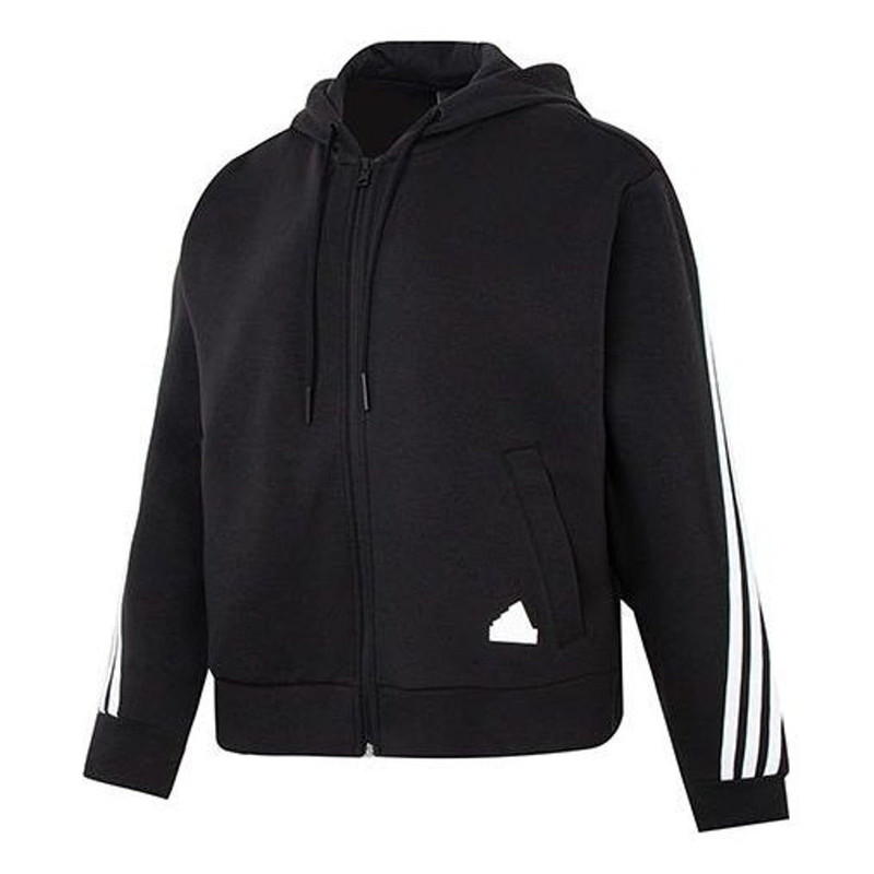 (WMNS) adidas Future Icons 3-Stripes Full-Zip Hoodie 'Black White' HT4715 1