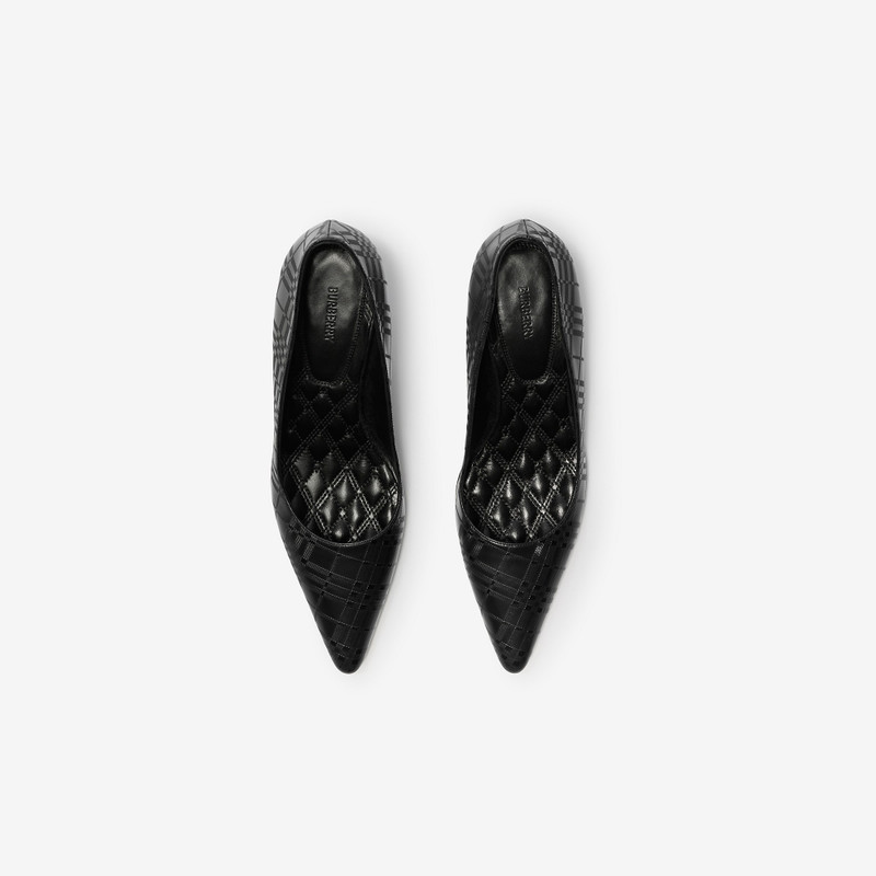 Check Leather Dame Low Pumps 4