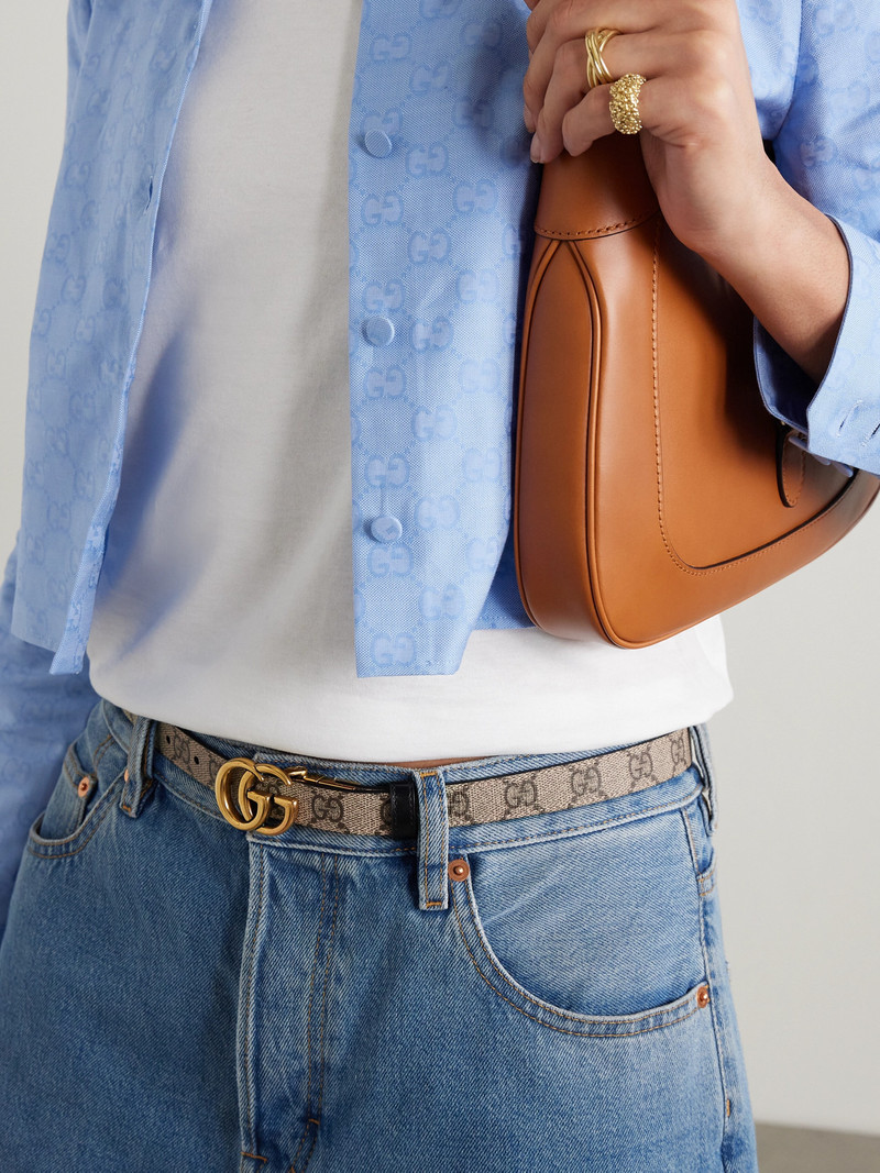 GUCCI Reversible Printed Coated-canvas And Leather Belt outlook