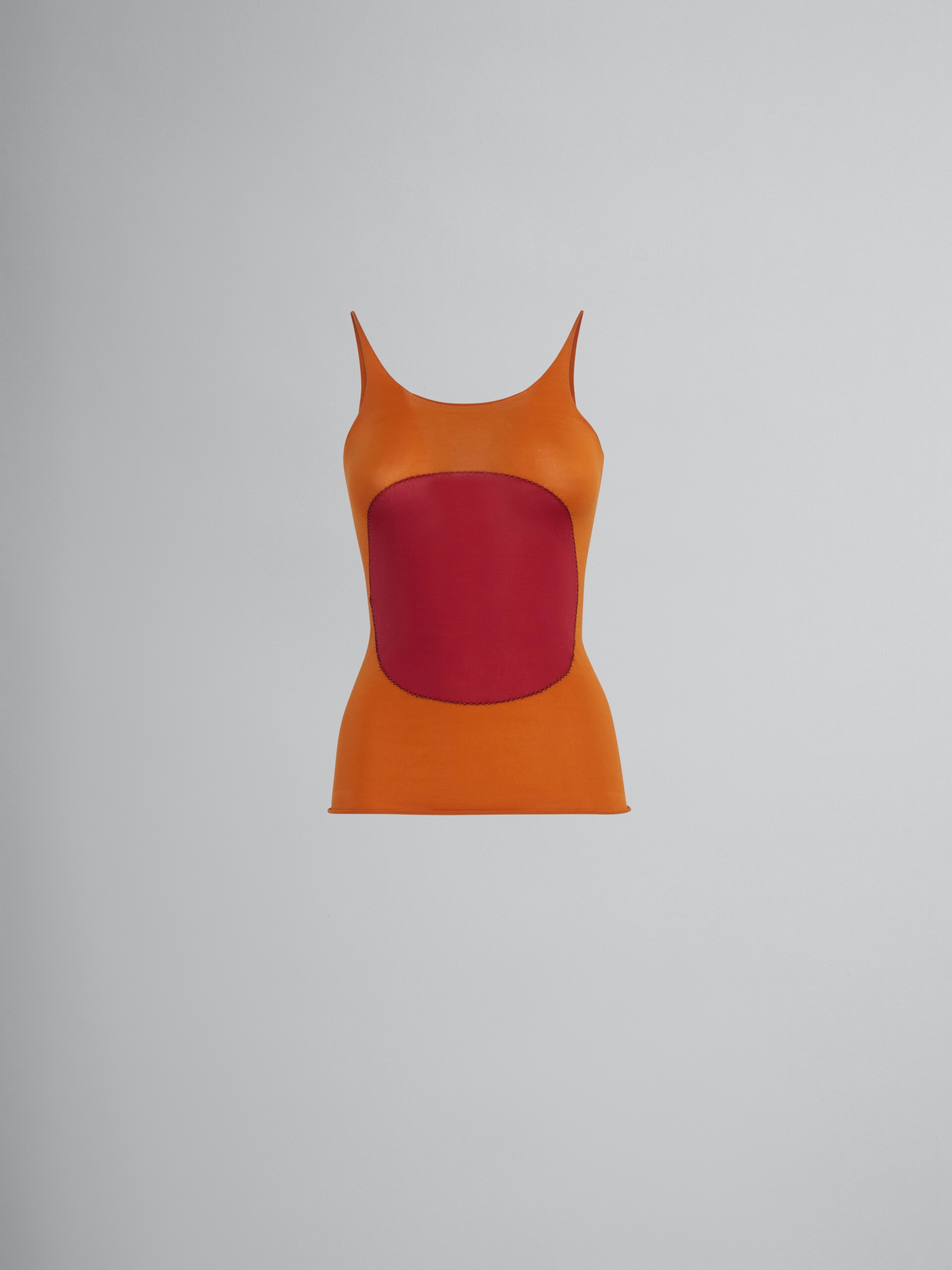 ORANGE STRETCH NYLON TANK TOP WITH INLAY - 1