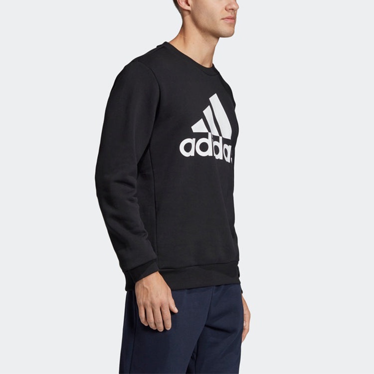 adidas Fleece Lined Stay Warm Athleisure Casual Sports Pullover Round Neck Black EB5265 - 5