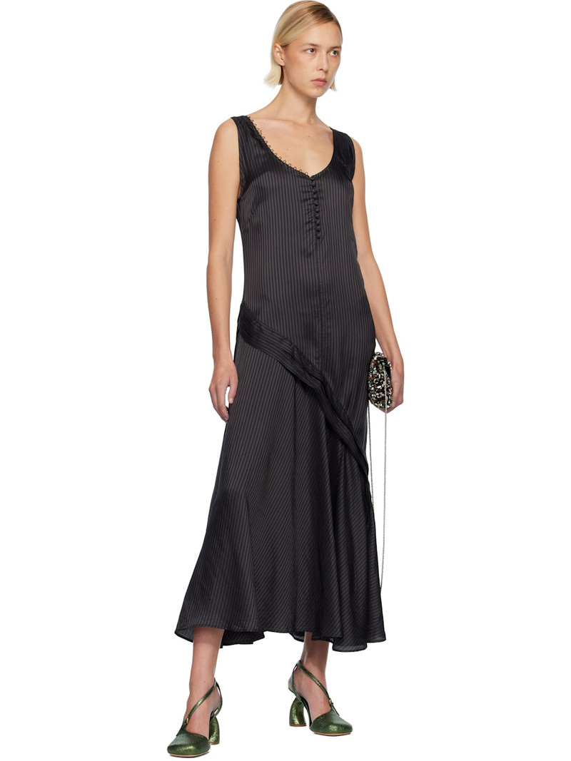 Dries Van Noten Gray Striped Midi Dress outlook