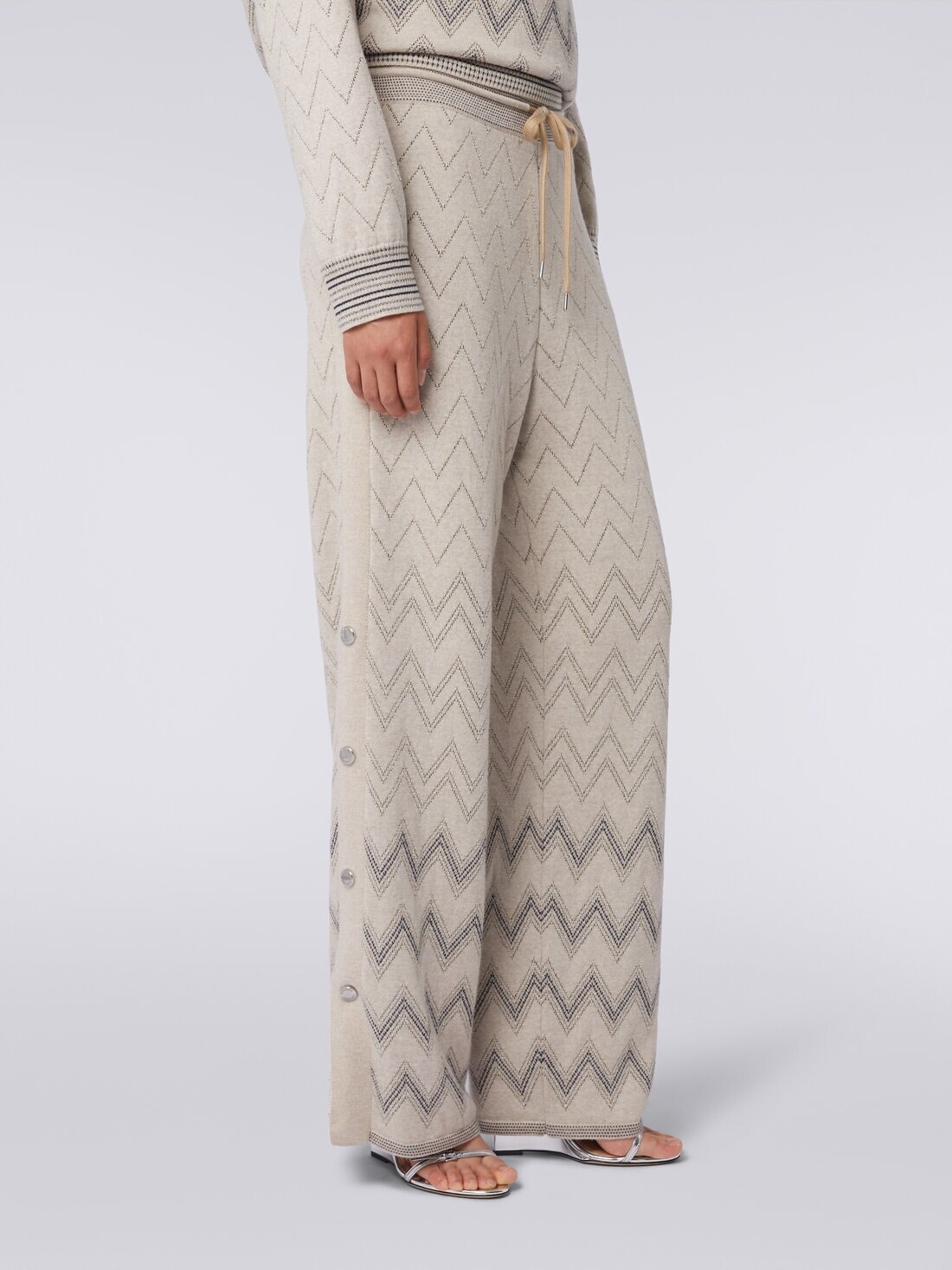 Wool and viscose joggers with zigzag pattern and lurex - 5