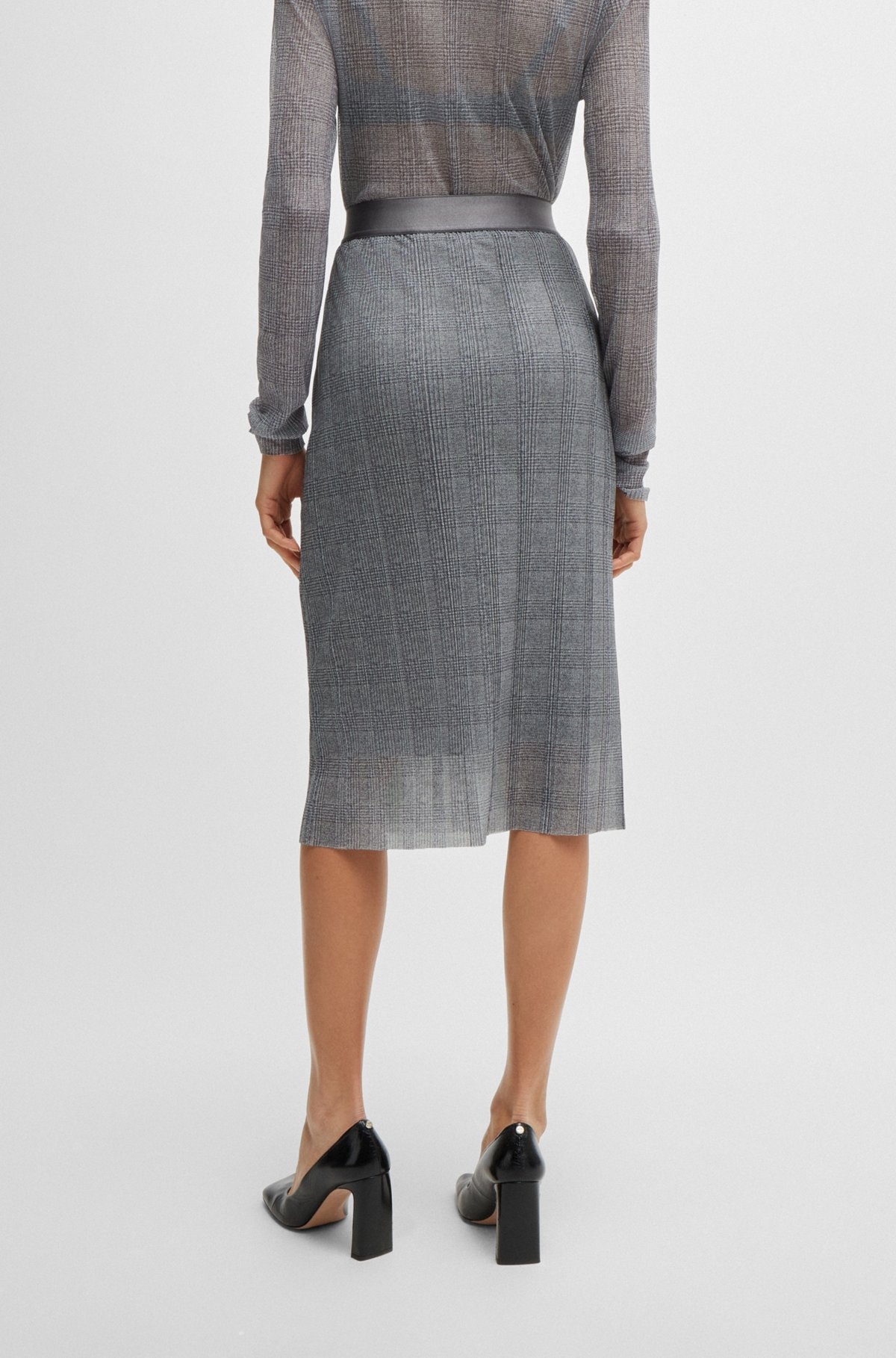 STRETCH-TULLE SLIM-FIT SKIRT WITH SEASONAL PRINT - 4