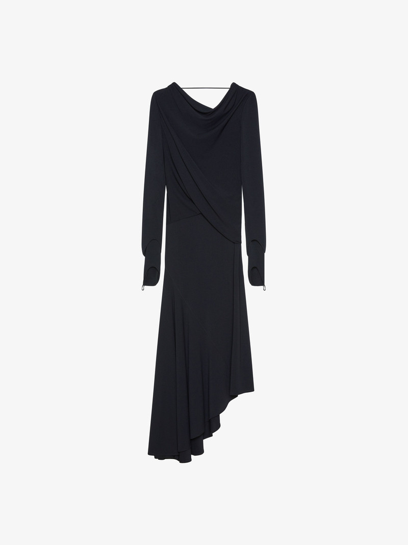 ASYMMETRIC DRAPED DRESS IN CREPE JERSEY - 1