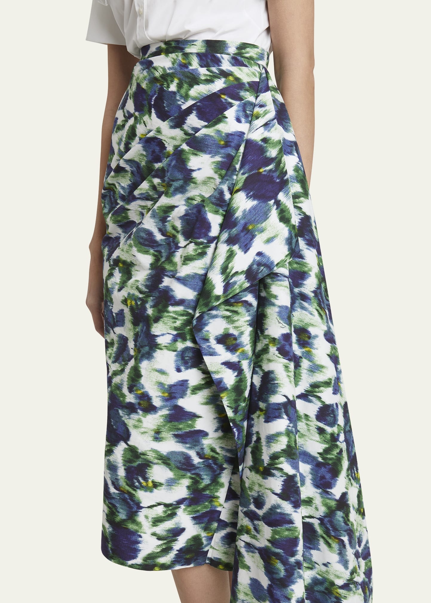 Draped Floral Pencil Skirt - 5