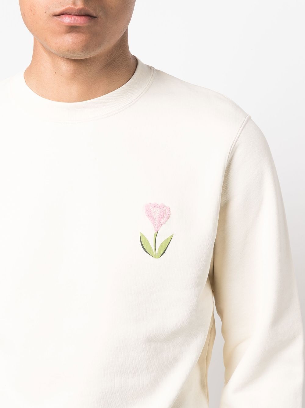 floral-embroidered detail sweatshirt - 5