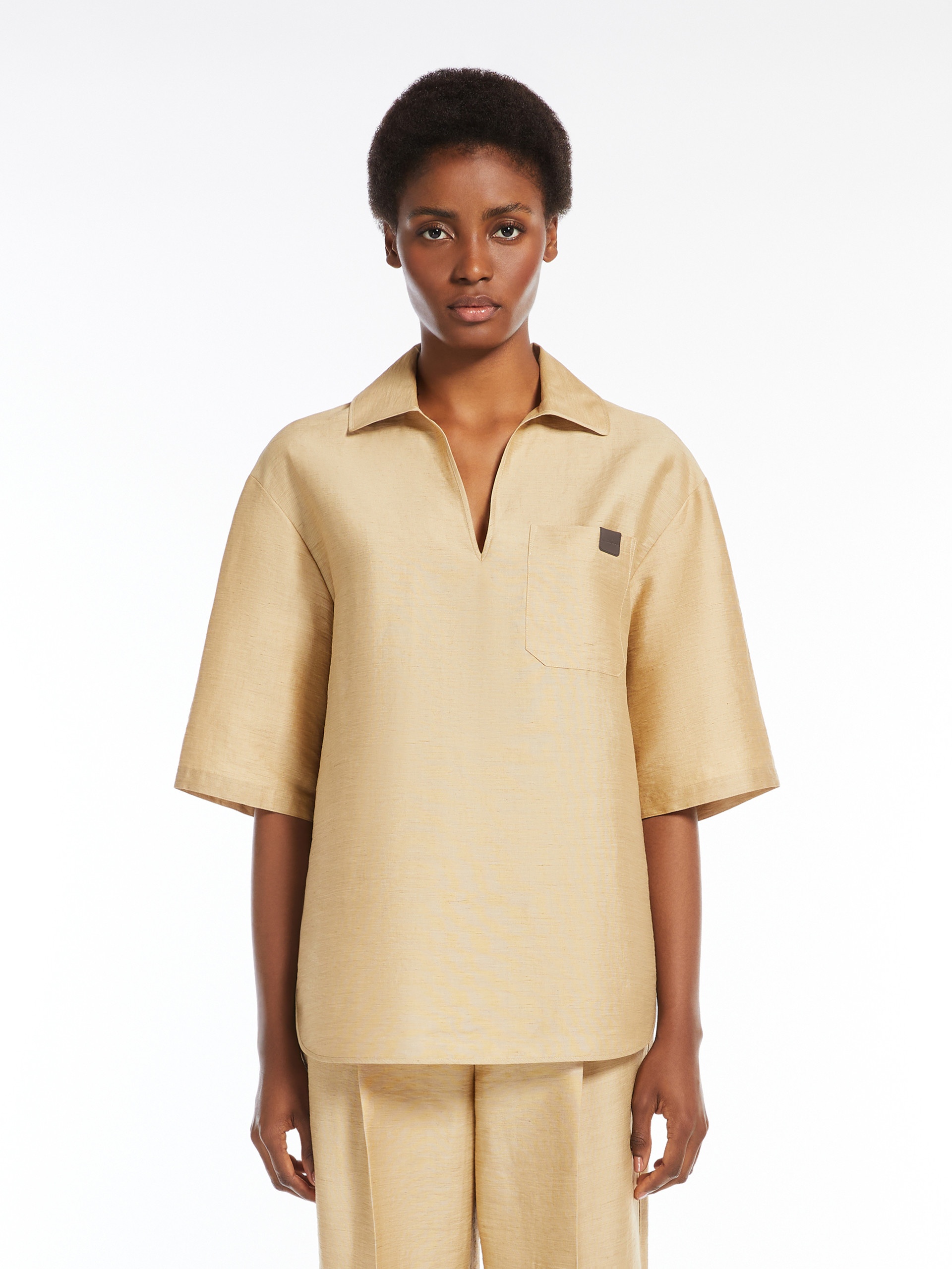 OSIRIDE Linen and silk canvas polo sweater - 3