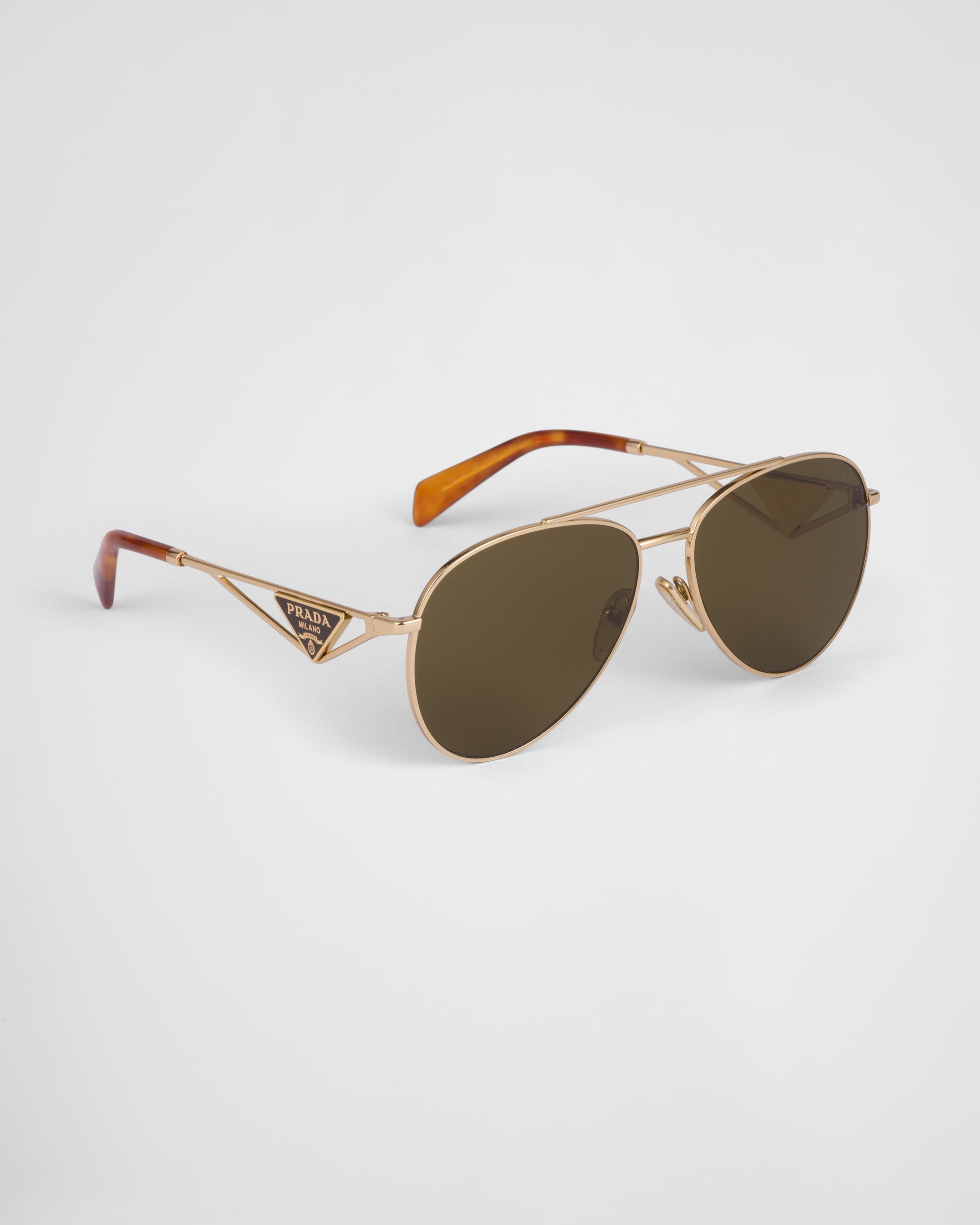 Prada アビエーターサングラス Prada Polarized SPR51Y 1AB5Z1 Black Aviator Men's Sunglasses