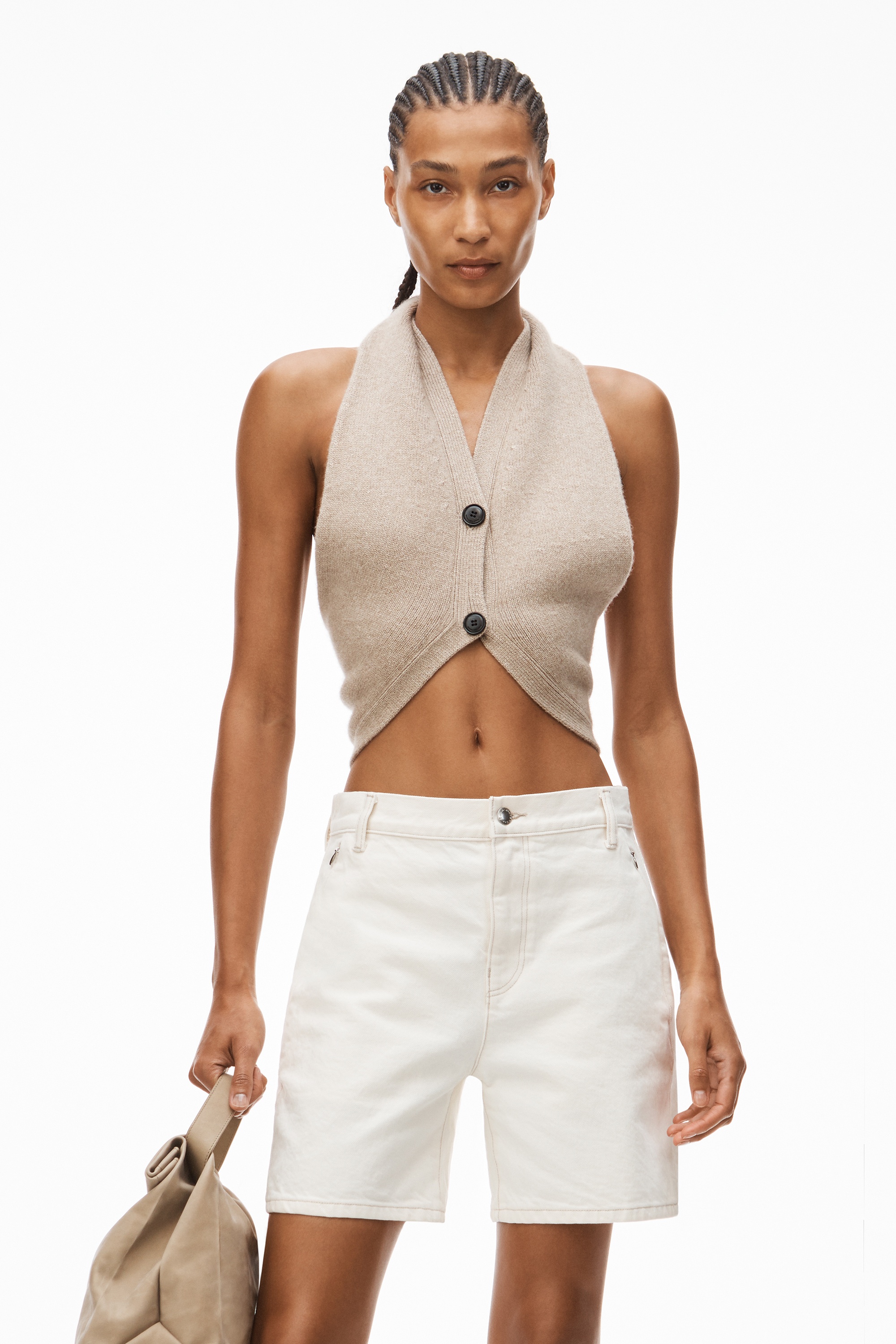 BACK KNOT HALTER VEST IN CASHMERE WOOL - 2