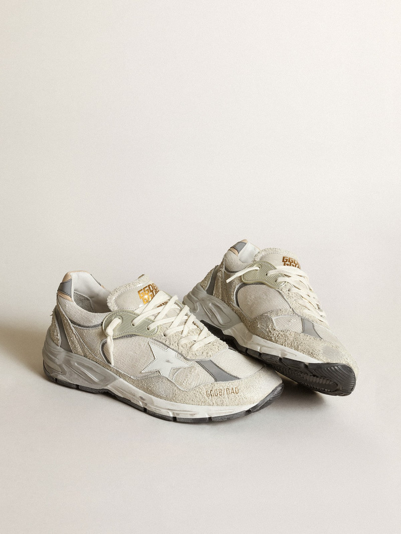 Golden Goose Dad-Star sneakers in white mesh and suede with white leather star and beige leather heel tab outlook