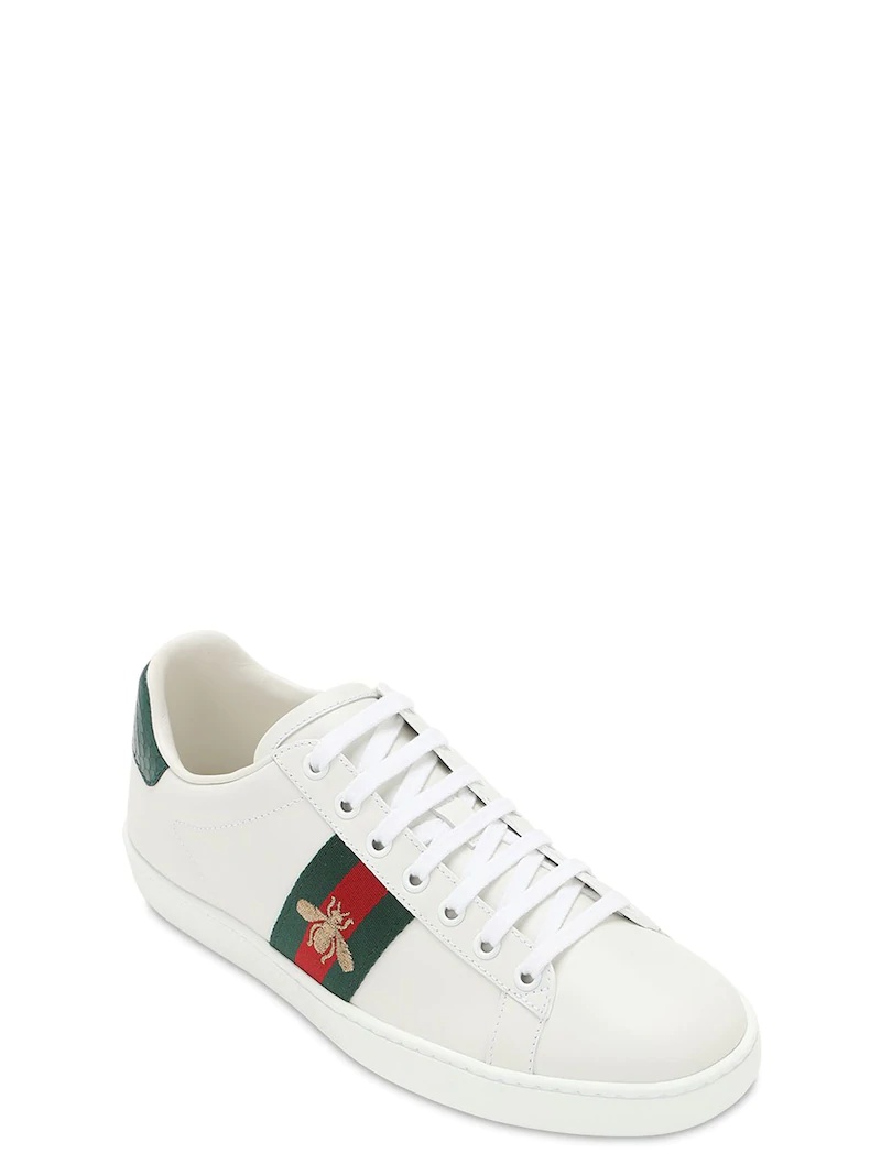 NEW ACE EMBROIDERED BEE LEATHER SNEAKERS - 4