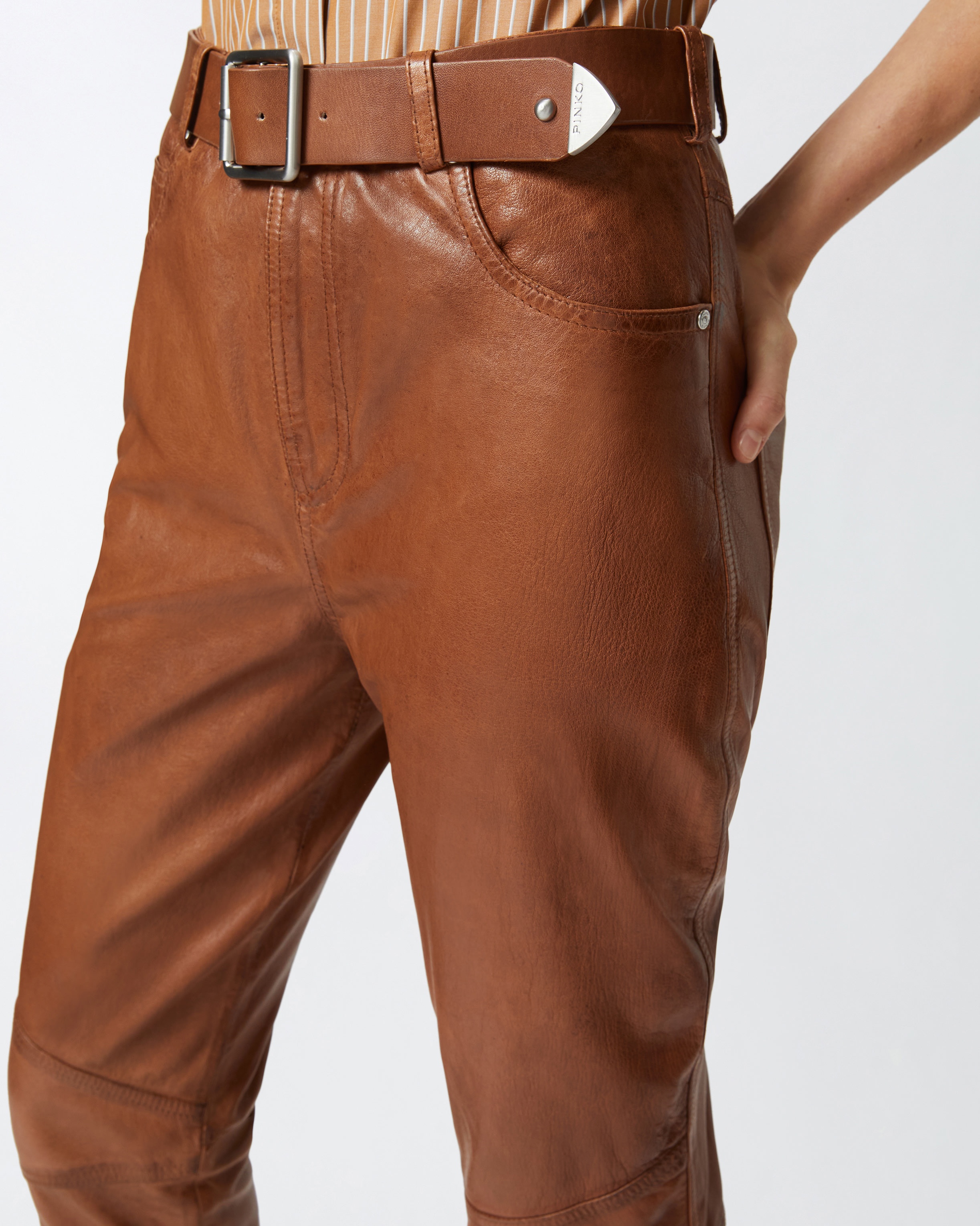 LEATHER TROUSERS WITH BELT - 5