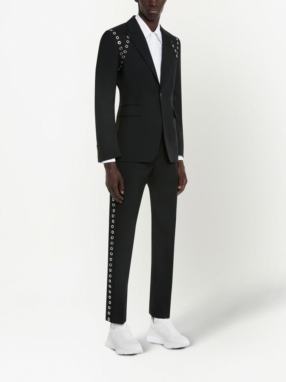 eyelet-detail slim-cut trousers - 2