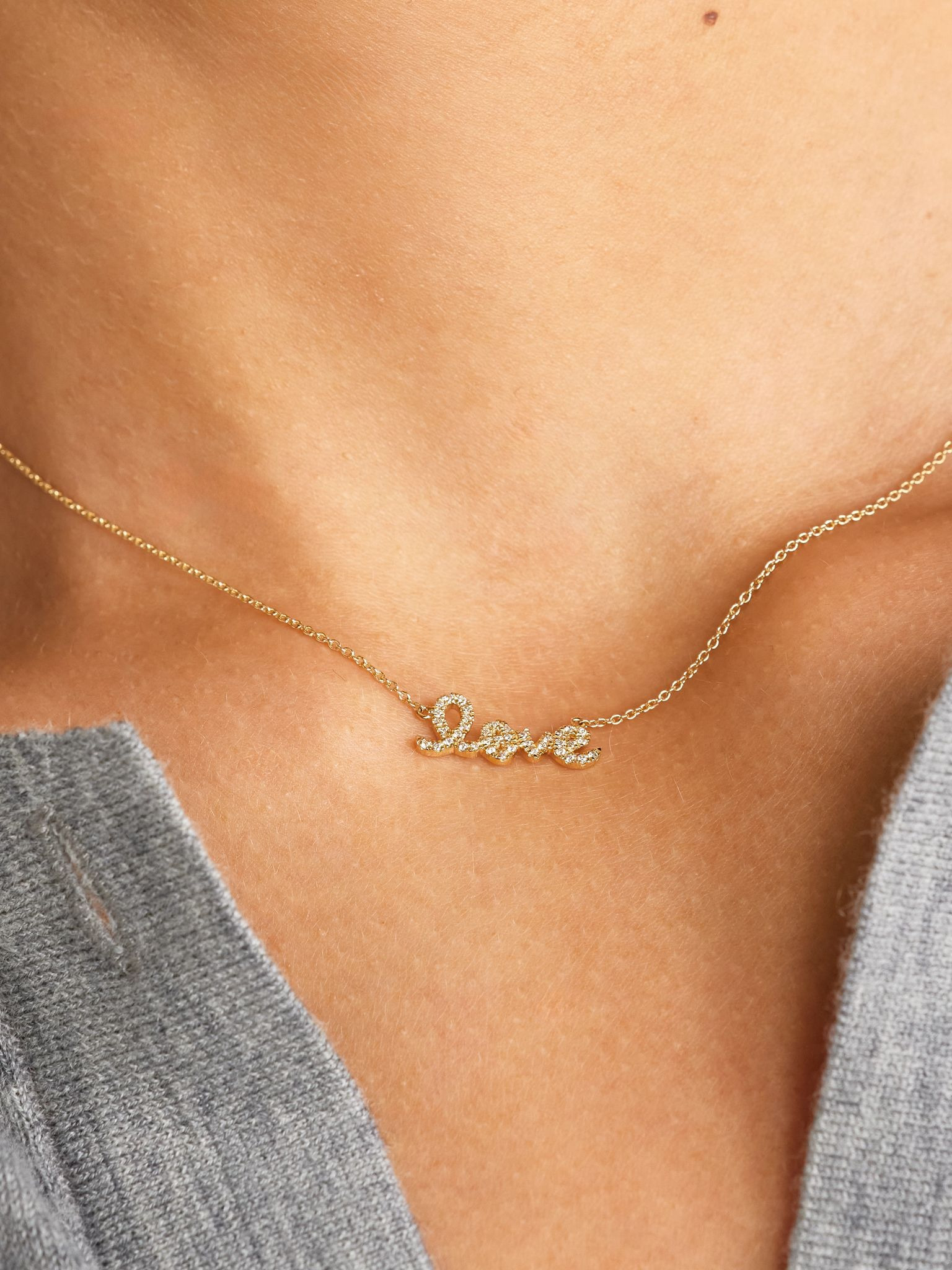 Love 14-karat gold diamond necklace Gold - 2