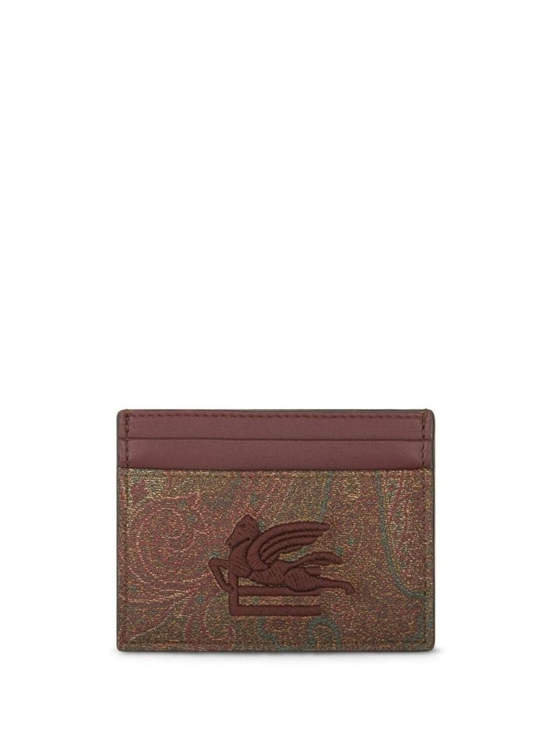 paisley-print embroidered cardholder - 1