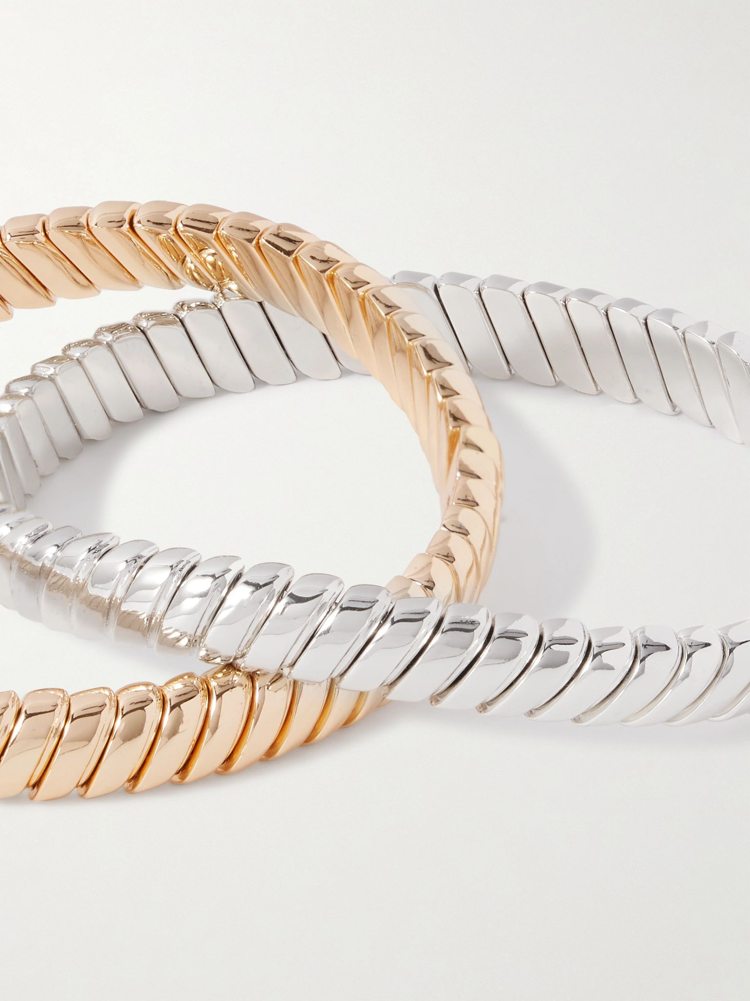The Double Cobra set of two silver and gold-tone bracelets Gold - 4