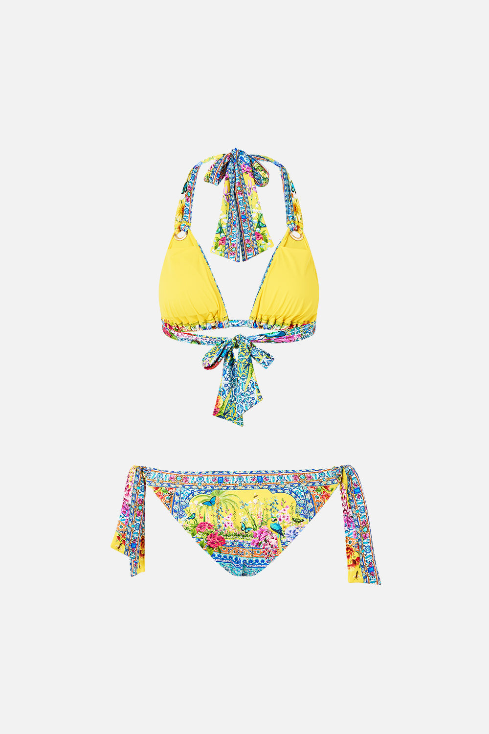 SOFT THICK TIE TRI BIKINI SET WITH EYELET TRIMS - 7