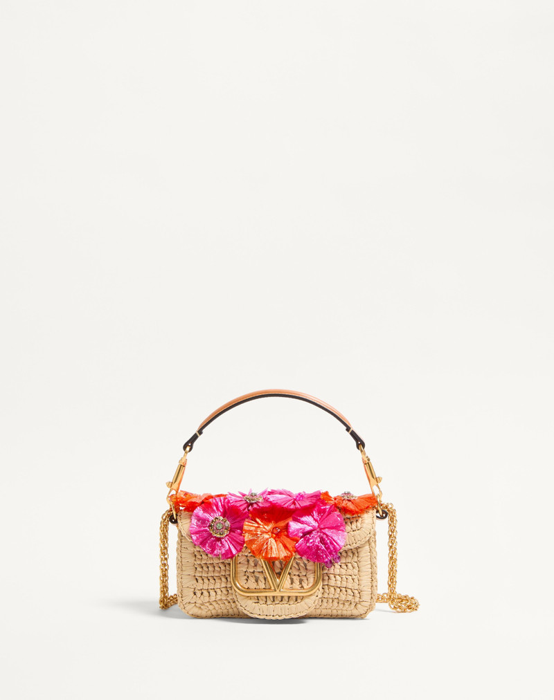 VALENTINO GARAVANI LOCÒ SMALL SHOULDER BAG IN WITH FLOWERS AND BEADS 1