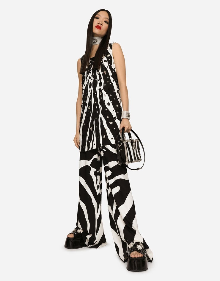 Flared zebra-print cady pants - 5