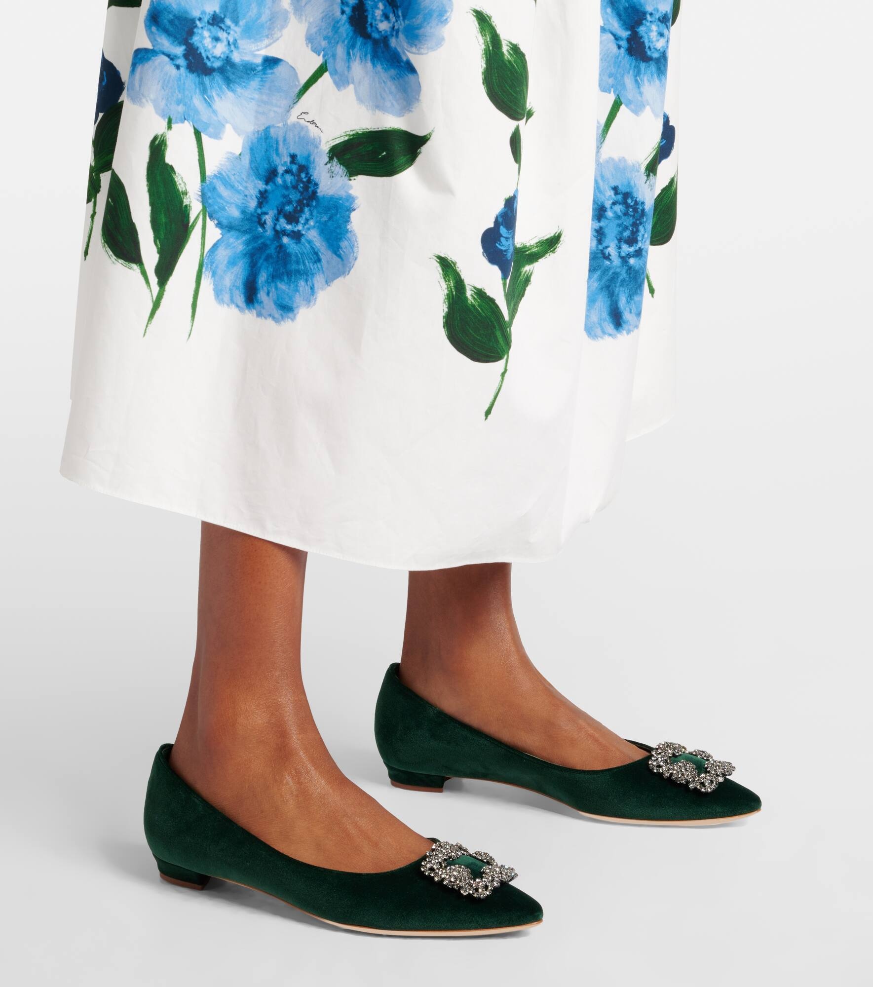 Hangisi embellished velvet ballet flats - 4