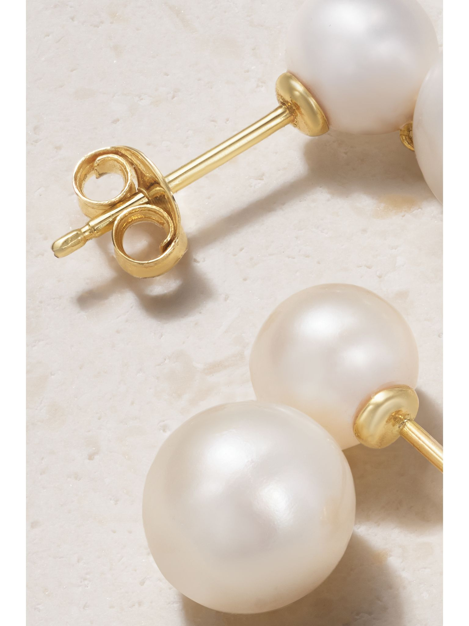 Duo 14-karat gold pearl earrings Gold - 3