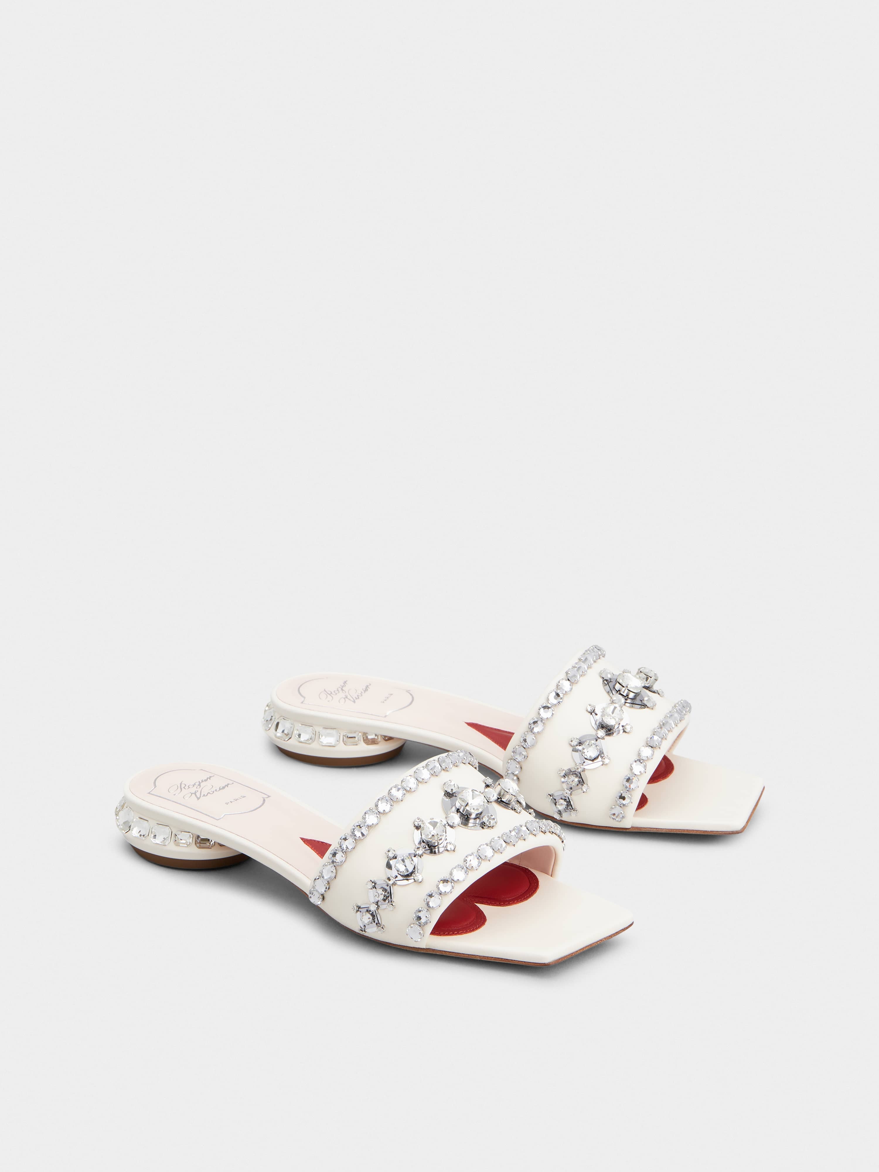 Strass Heel Disco Slides in Nappa Leather - 2