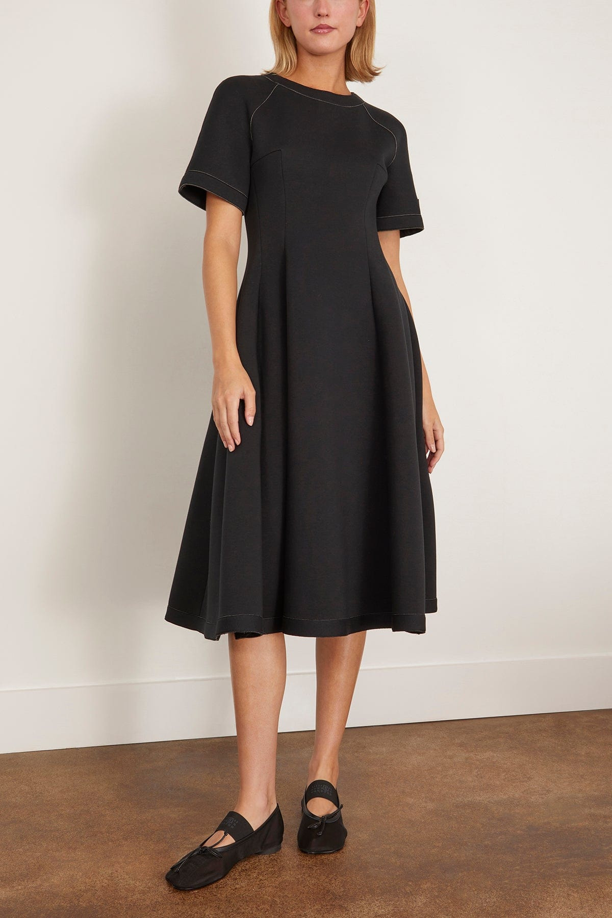 Spongy Jersey Dress in Black - 4