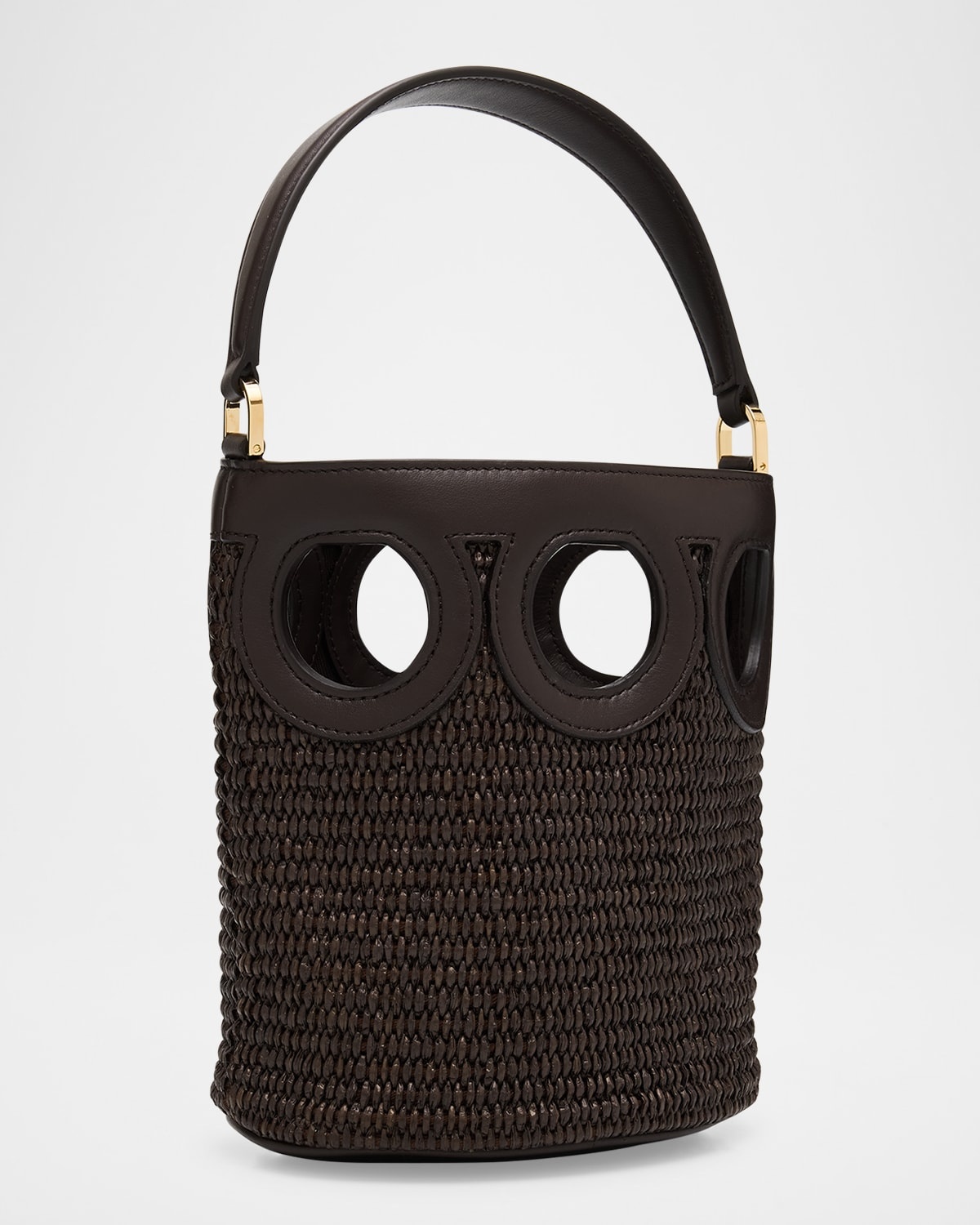 Cutout Raffia Bucket Bag - 3
