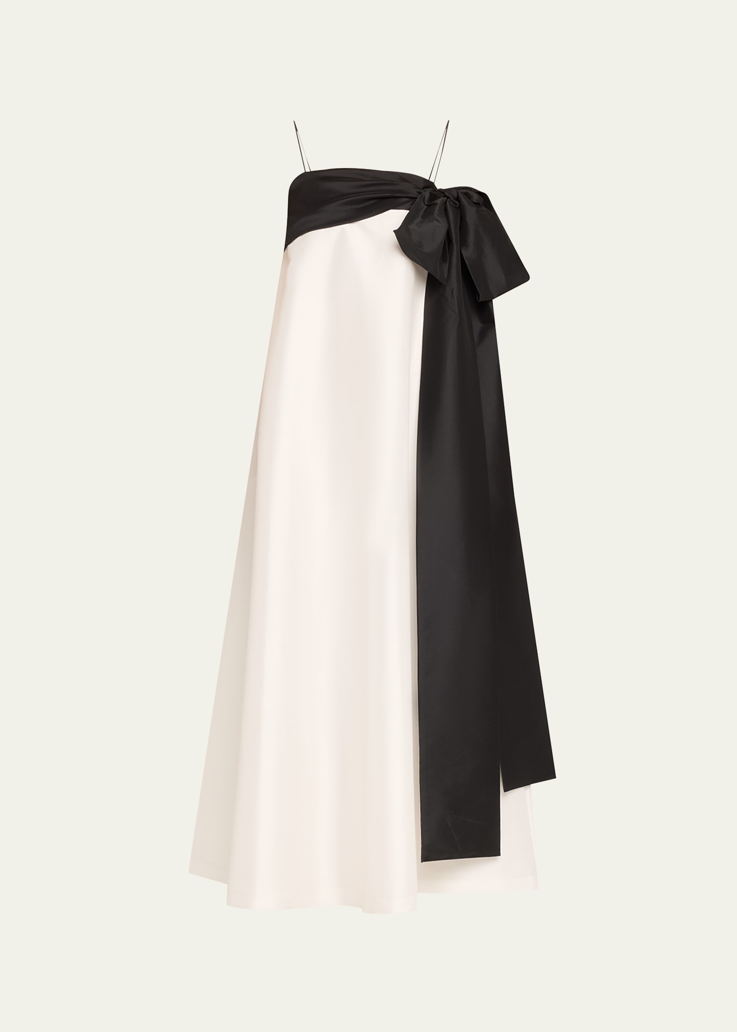 Colorblock Flowy Long Dress with Bow - 1