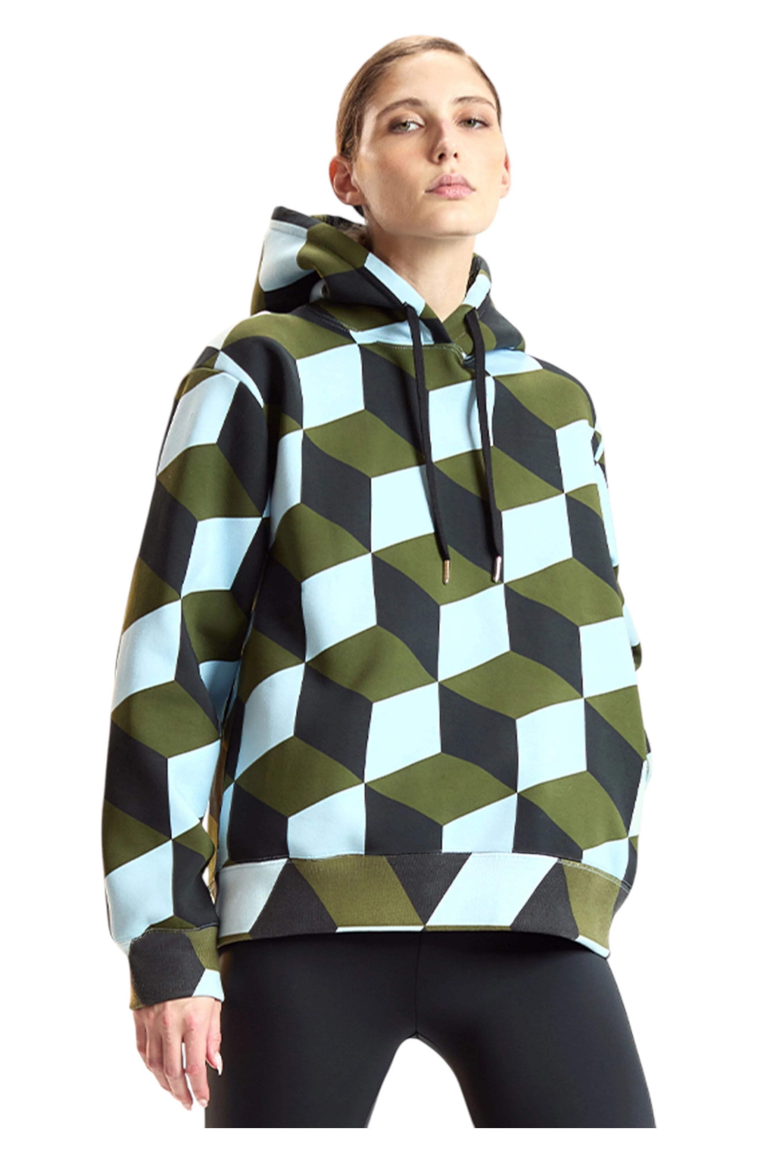 Cynthia Rowley Printed Hoodies in Geo Green/blue Combo at Nordstrom - 1