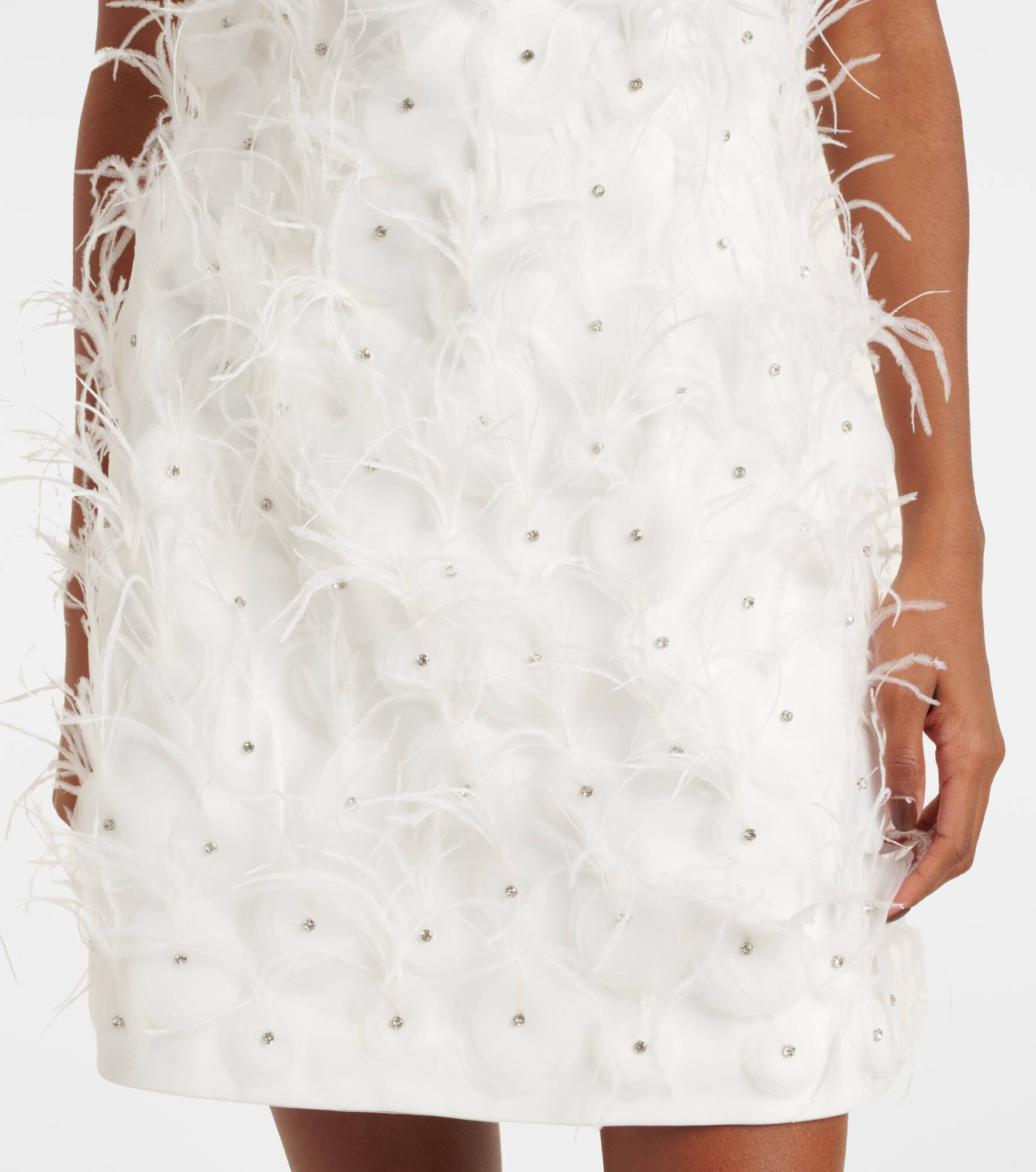 Bridal Meha feather-trimmed minidress - 5