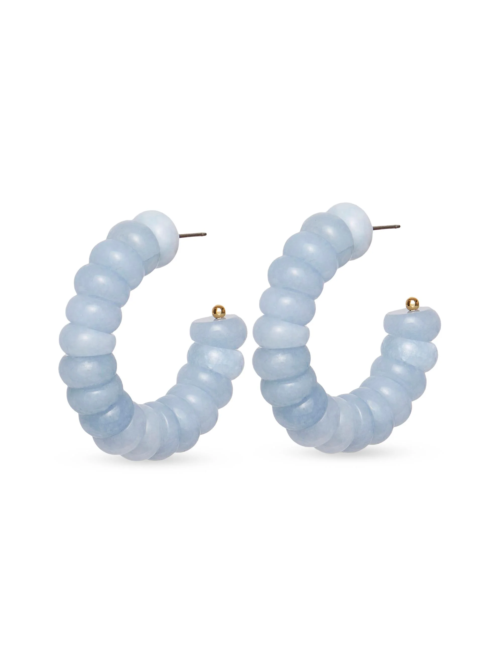 Women's Blue Aventurine Beaded Hoop Earrings - Blue Aventurine - 1