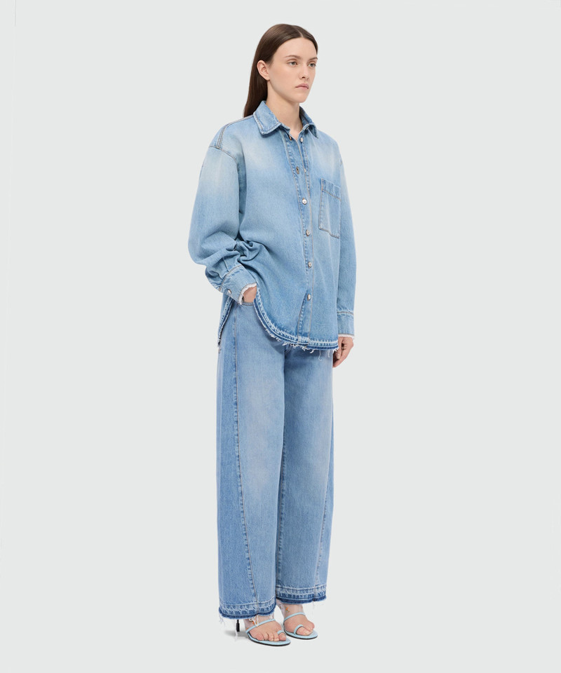 Light stone-washed five-pocket denim trousers with balloon leg 4