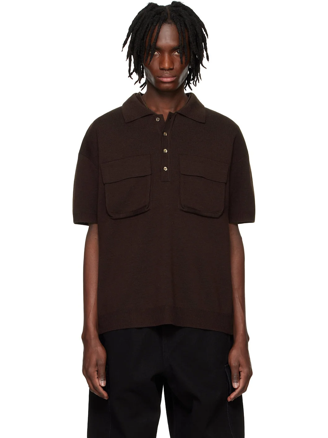 Brown Knitted Polo - 1